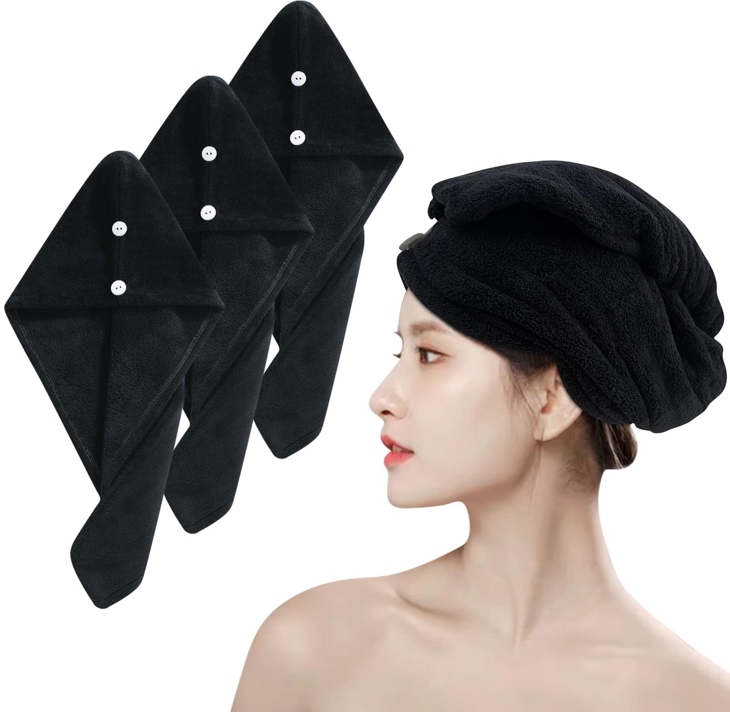 3-Pack Microfiber Haarhanddoek voor Sneldrogende Haarverzorging