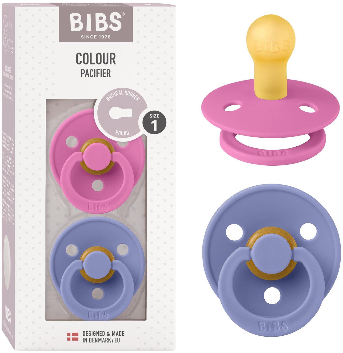 Fopspeen Set van 2 - Natuurlijk Rubber - Bubblegum/Peri