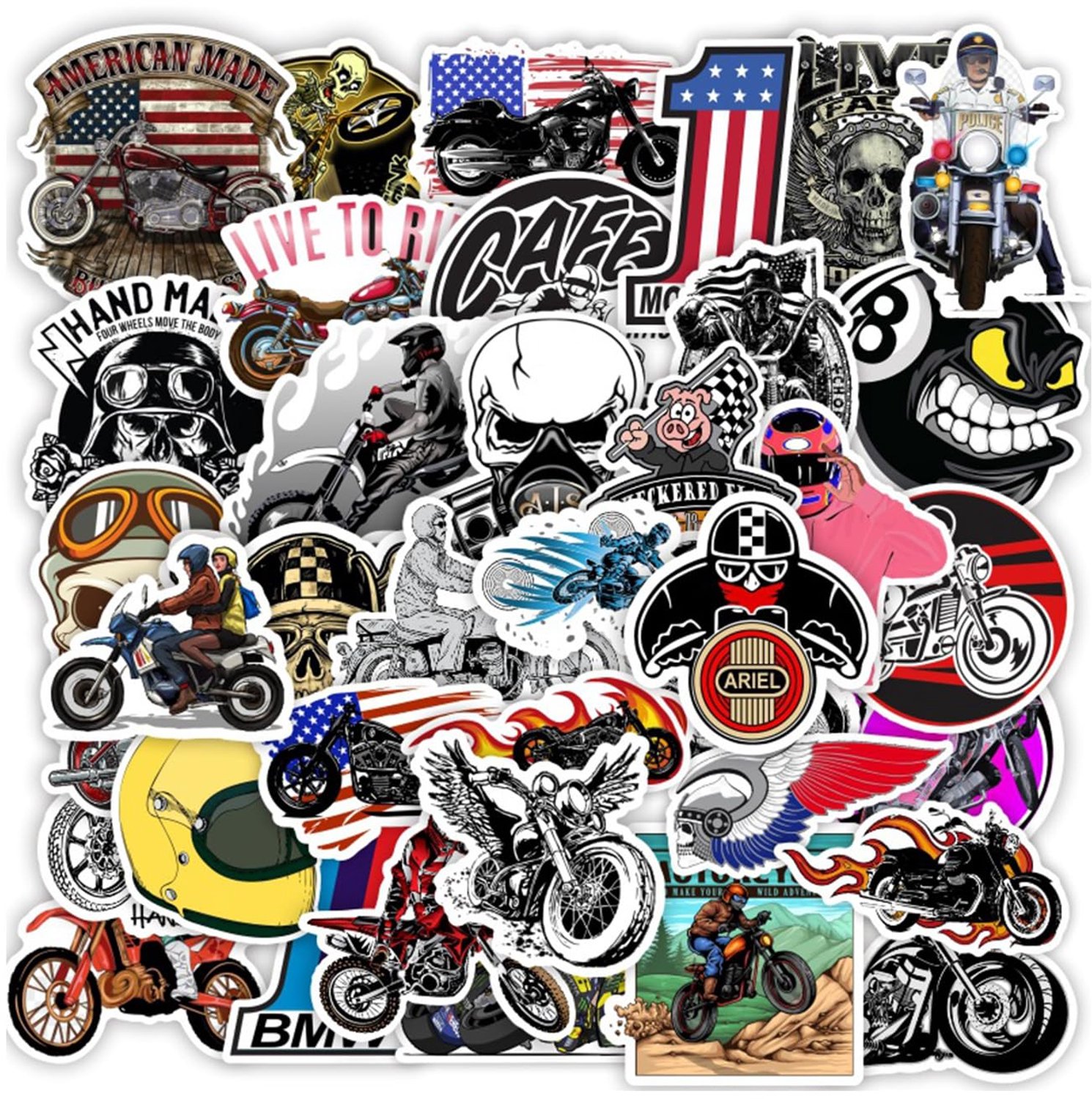 Set van 50 Waterdichte Motor Stickers