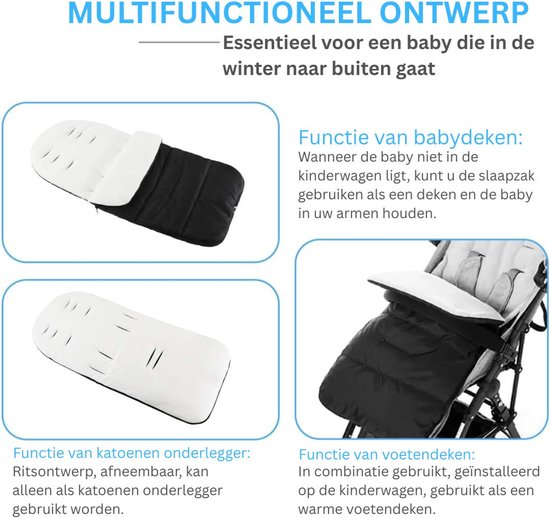 Voetenzak Buggy - Kinderwagen Wiegdeken - Universeel - Wit,Blauw en Zwart — afbeelding 2
