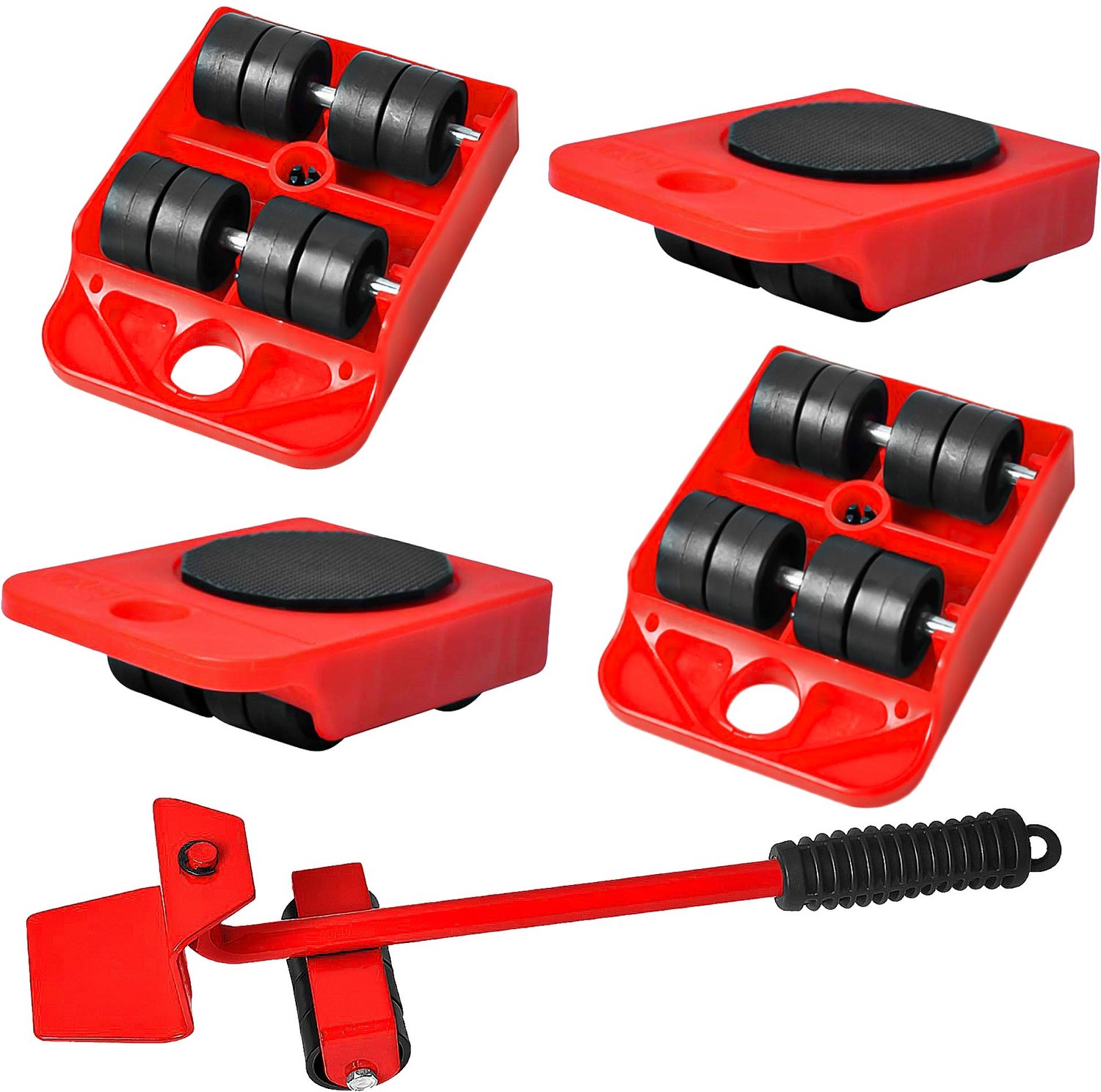 Meubeltransportwielen 5-delige set - Draaibare Hefkrik - Zware Meubellifter - 360 Graden Draaibare Pads - Geschikt voor Banken/Kasten - Afmetingen 105 x 80 x 30 mm - Meubellift