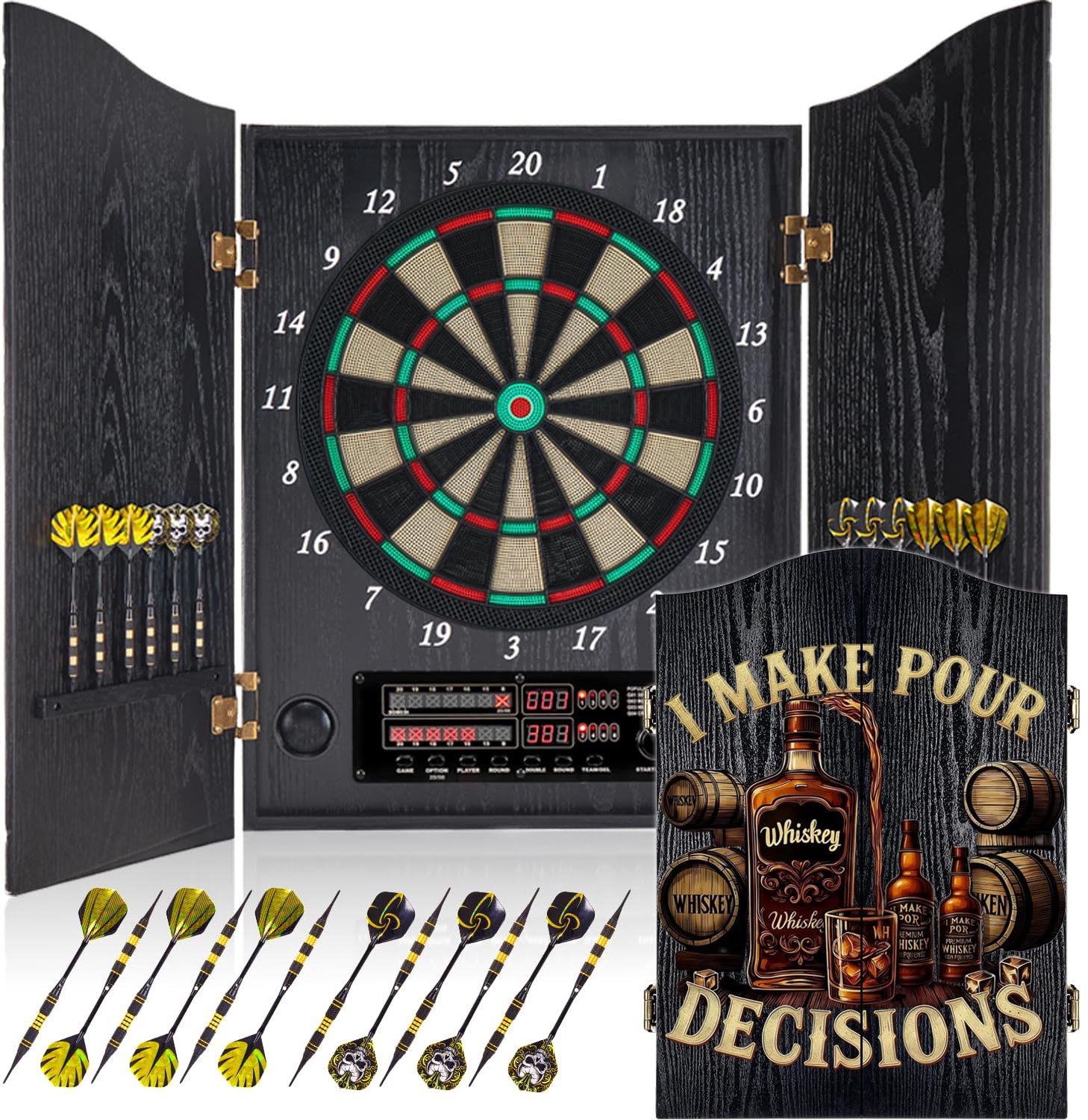 Professioneel Elektronisch Dartbord met Houten Kast en Soft-Tip Darts