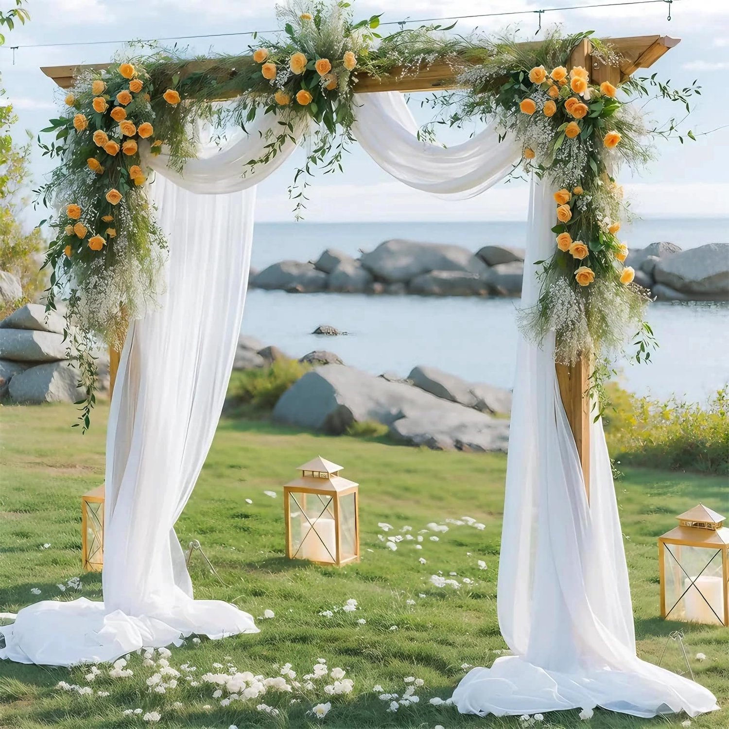 Tulle Stof 160 x 500 cm Crème Wit Decoratief voor Bruiloften en DIY