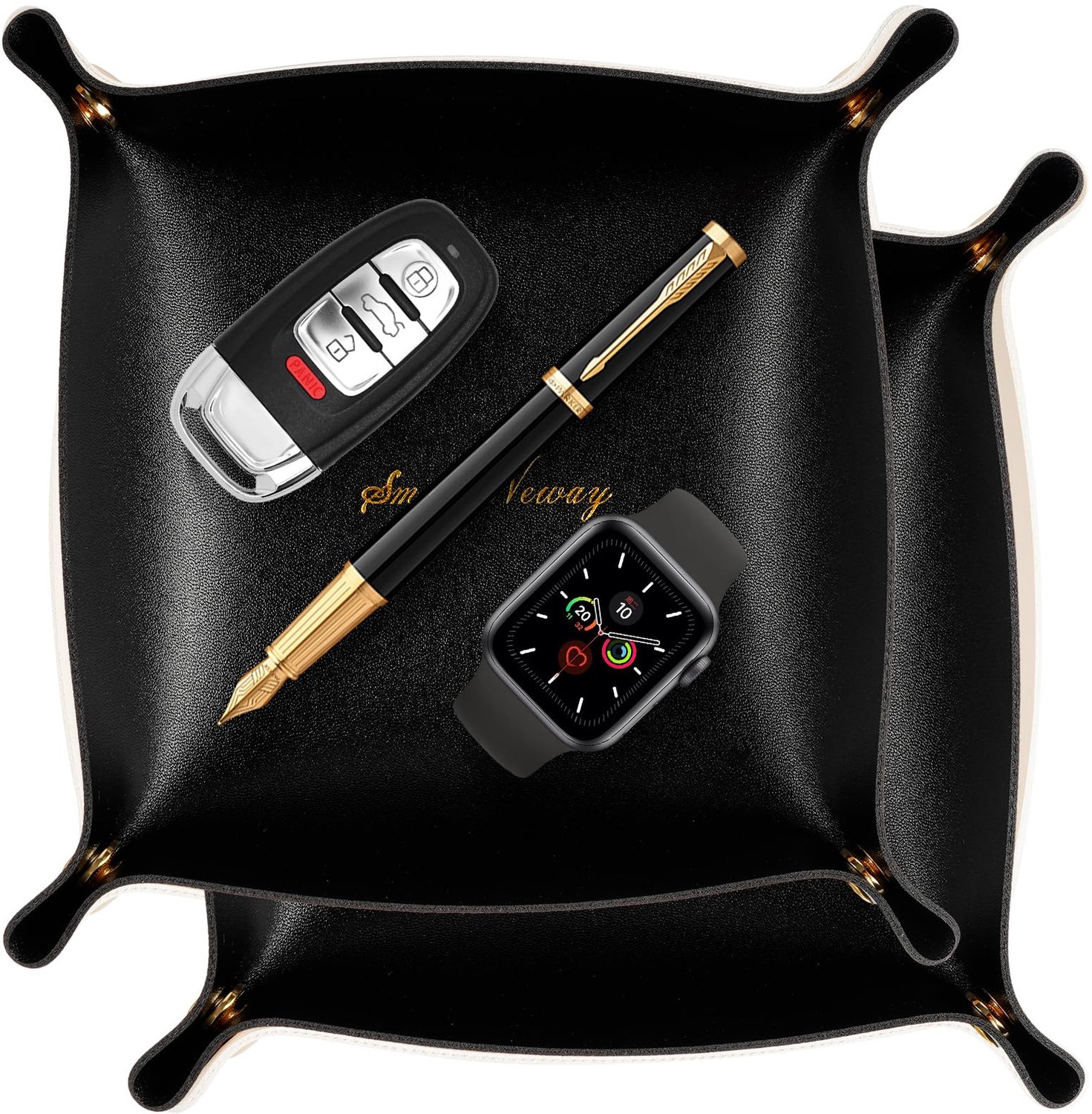 Set van 2 PU Leren Opbergtray voor Sleutels en Accessoires