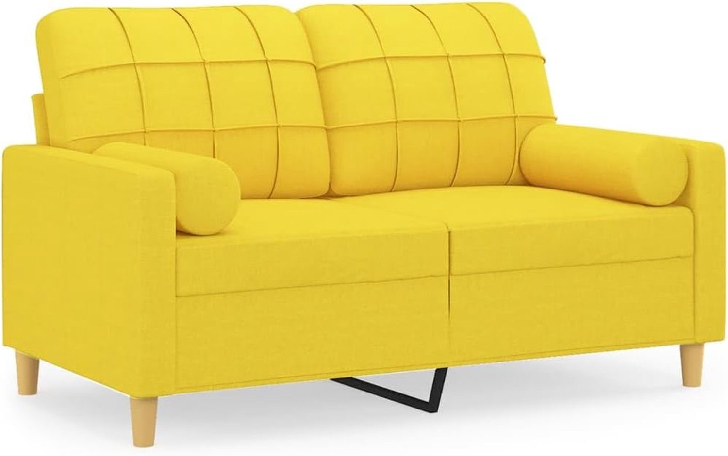 2-zitsbank met sierkussen, lichtgeel, 120 cm, stof, woonkamerbank, kantoorbank, slaapkamerbank, loungebank voor woonkamer, slaapkamer, logeerkamer