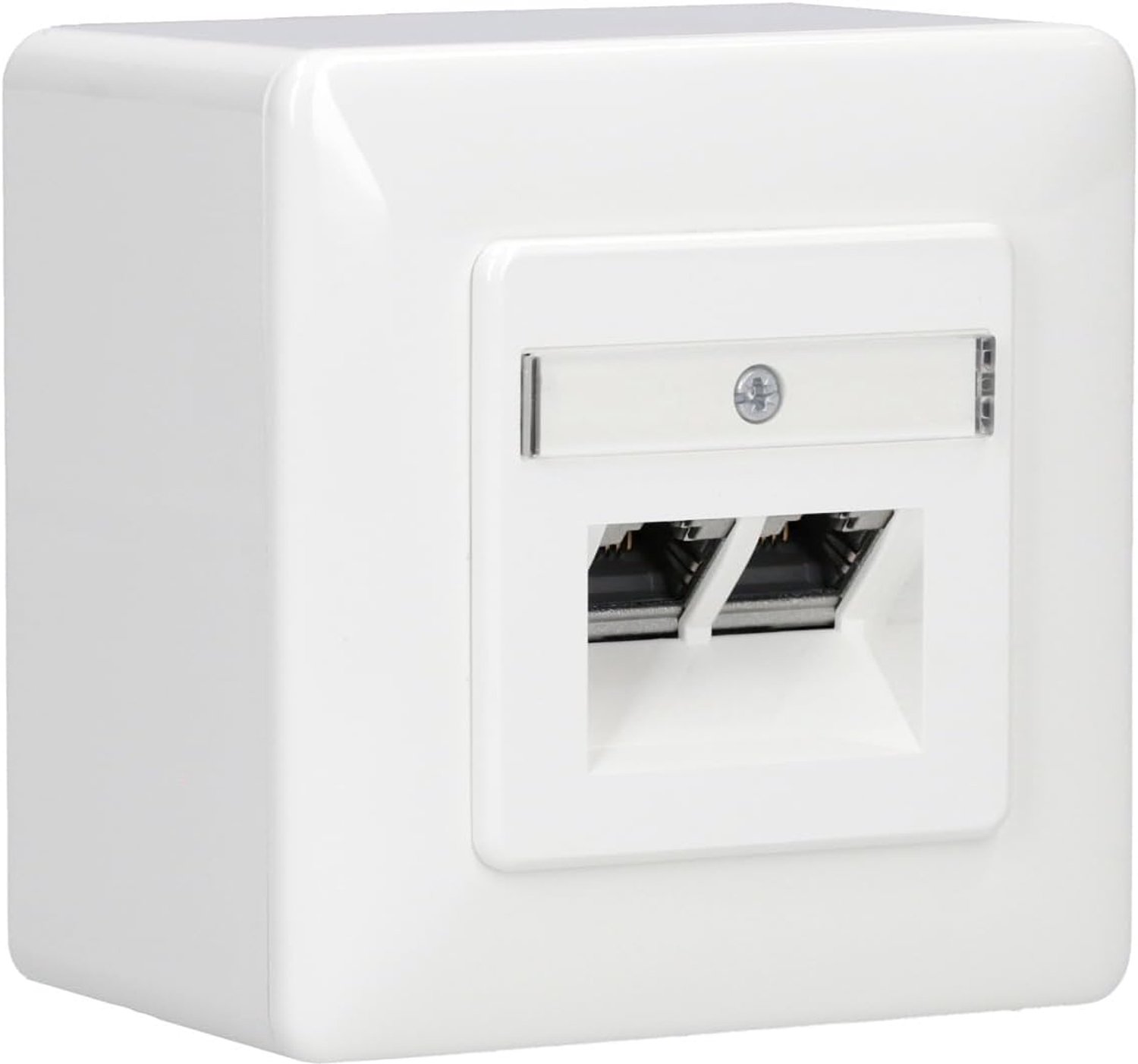 - Cat. 6A iso Universele aansluitdoos/datadoos/netwerkdoos LAN met inbouwafdekking zuiver wit 136112070 + opbouwbehuizing 13511503, 2-voudig RJ45, 10 Gbit/s, afgeschermd