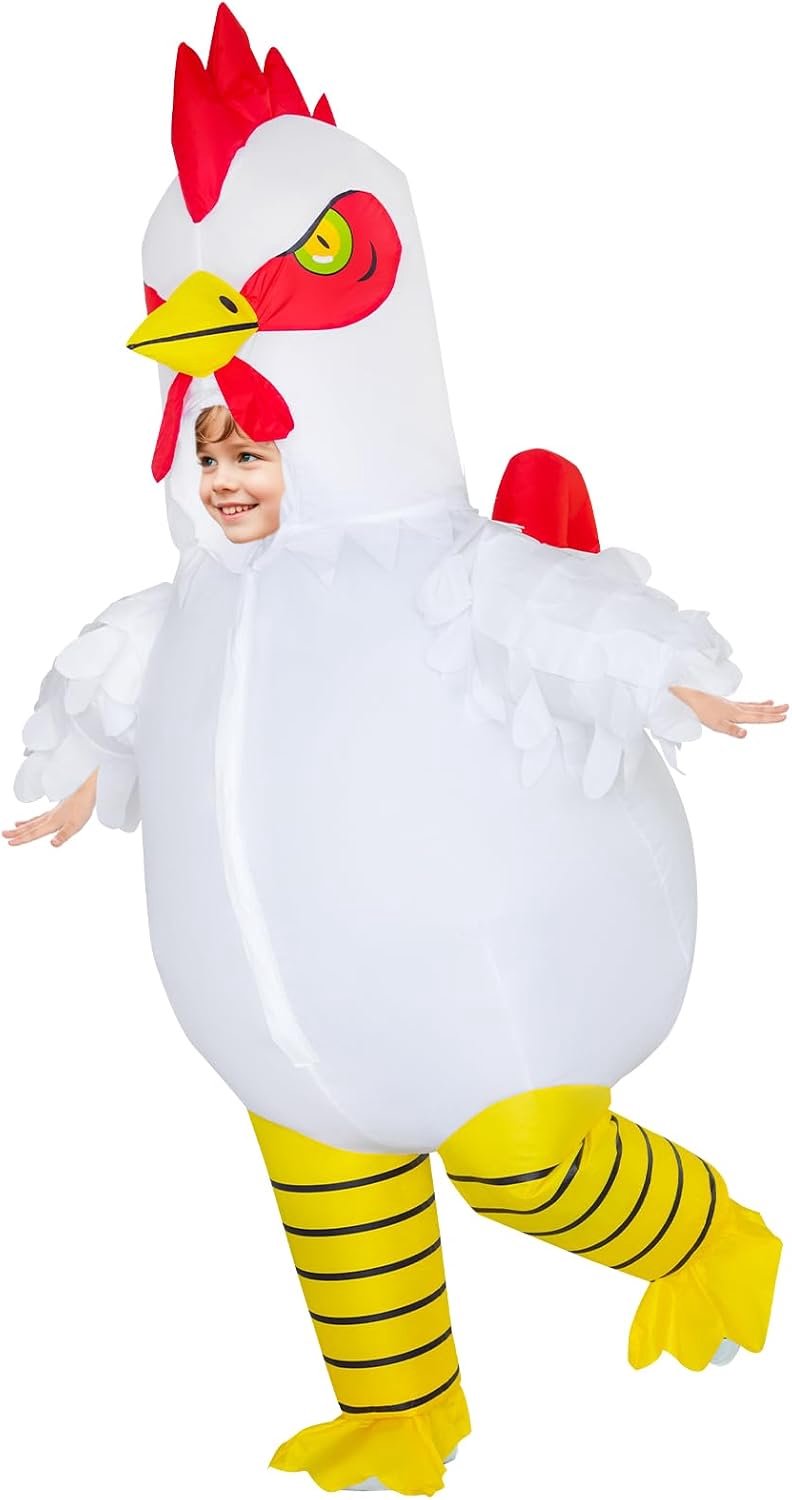 Kippenkostuum, kippenkostuum voor volwassenen, kinderen, vrouwen, mannen, Halloween-kostuums, opblaasbaar kippenkostuum voor cosplay-feest