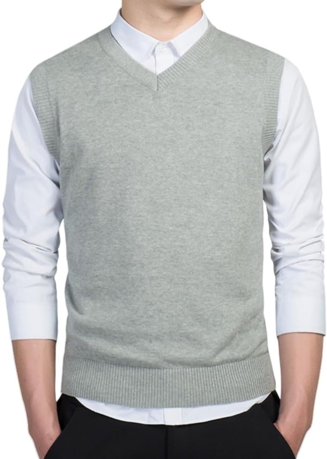Trui voor heren, gebreide vesten met V-hals, mouwloos, klassiek, voor heren, gebreide jas, herfst, winter, gebreide kleding, truien