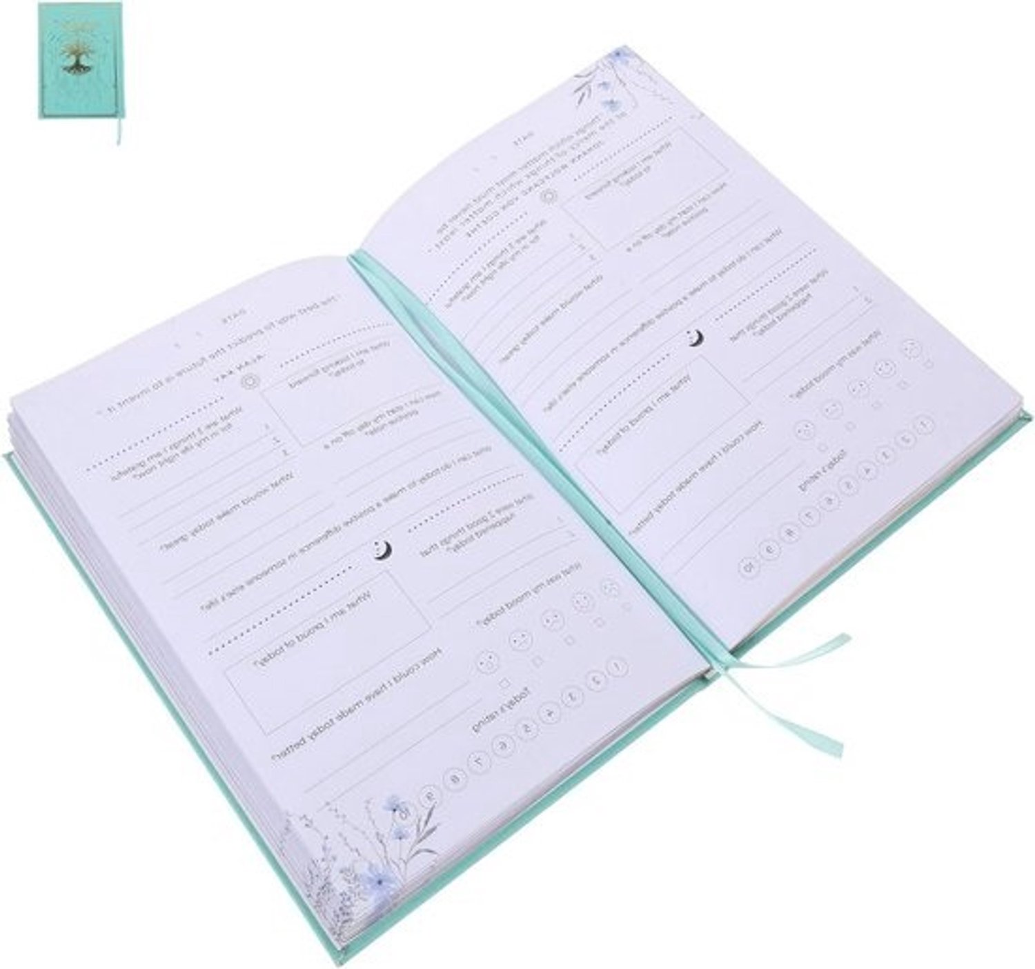 Dankbaarheidsdagboek met hardcover - Zelfzorgjournal - Dagelijkse reflectie - Begeleide mindfulnessoefeningen - 21 x 15 cm - Lichtgroen