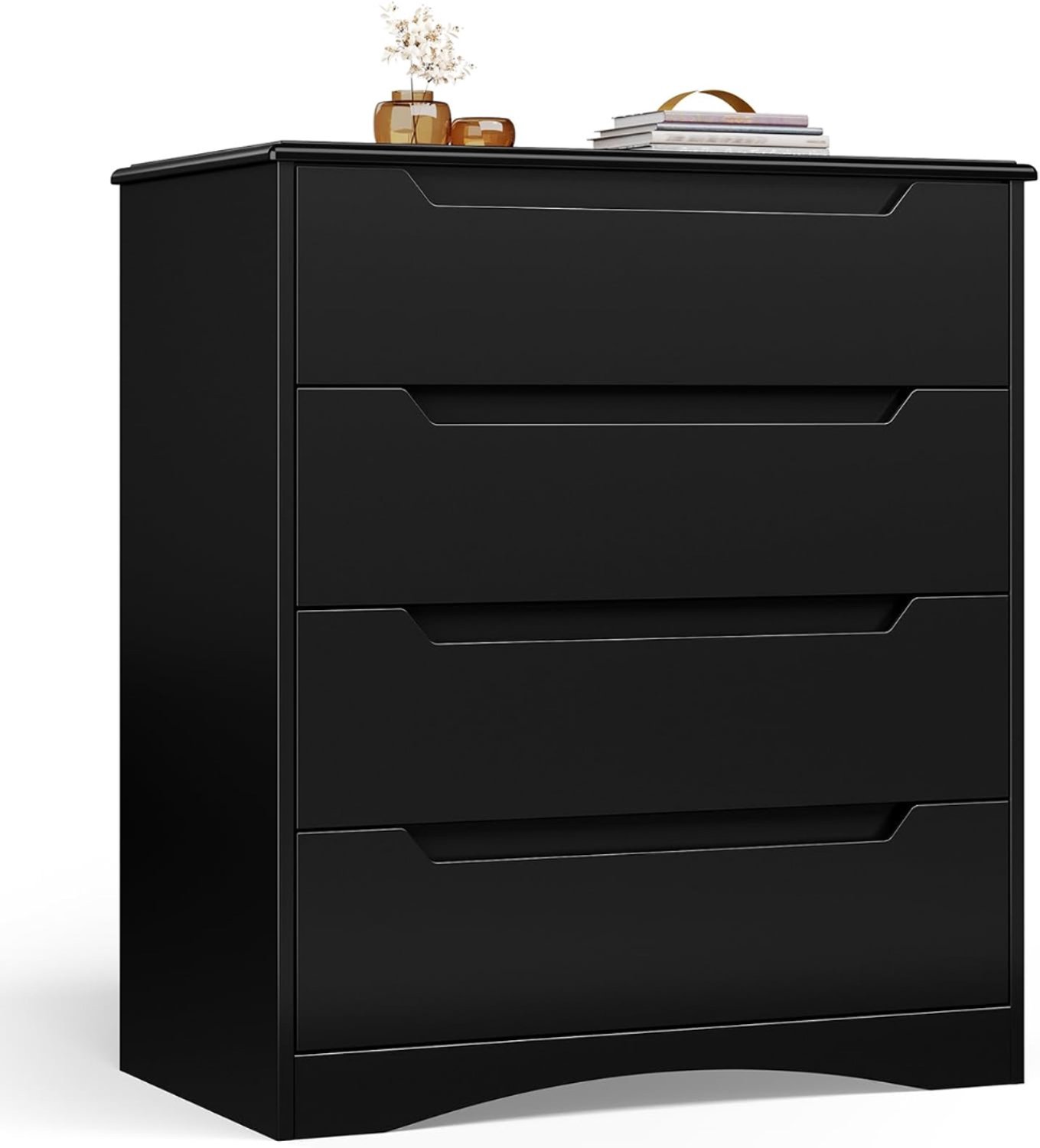 SNJY® Ladenkastje - Ladeblok - Ladekast - Nachtkastje - 4 Laden - 41D x 71B x 82H cm - Zwart