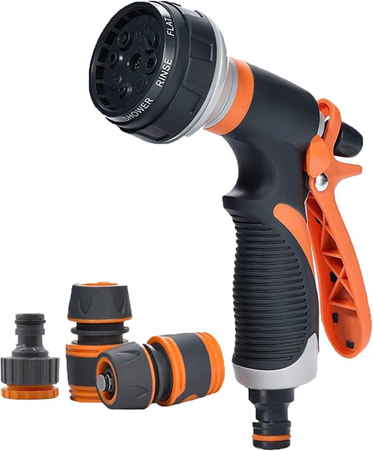 Hogedruk-waterpistool voor autowas met versterkingsmondstuk en slang, 360 graden draaiknop, voor het besproeien van gazon en planten, wassen
