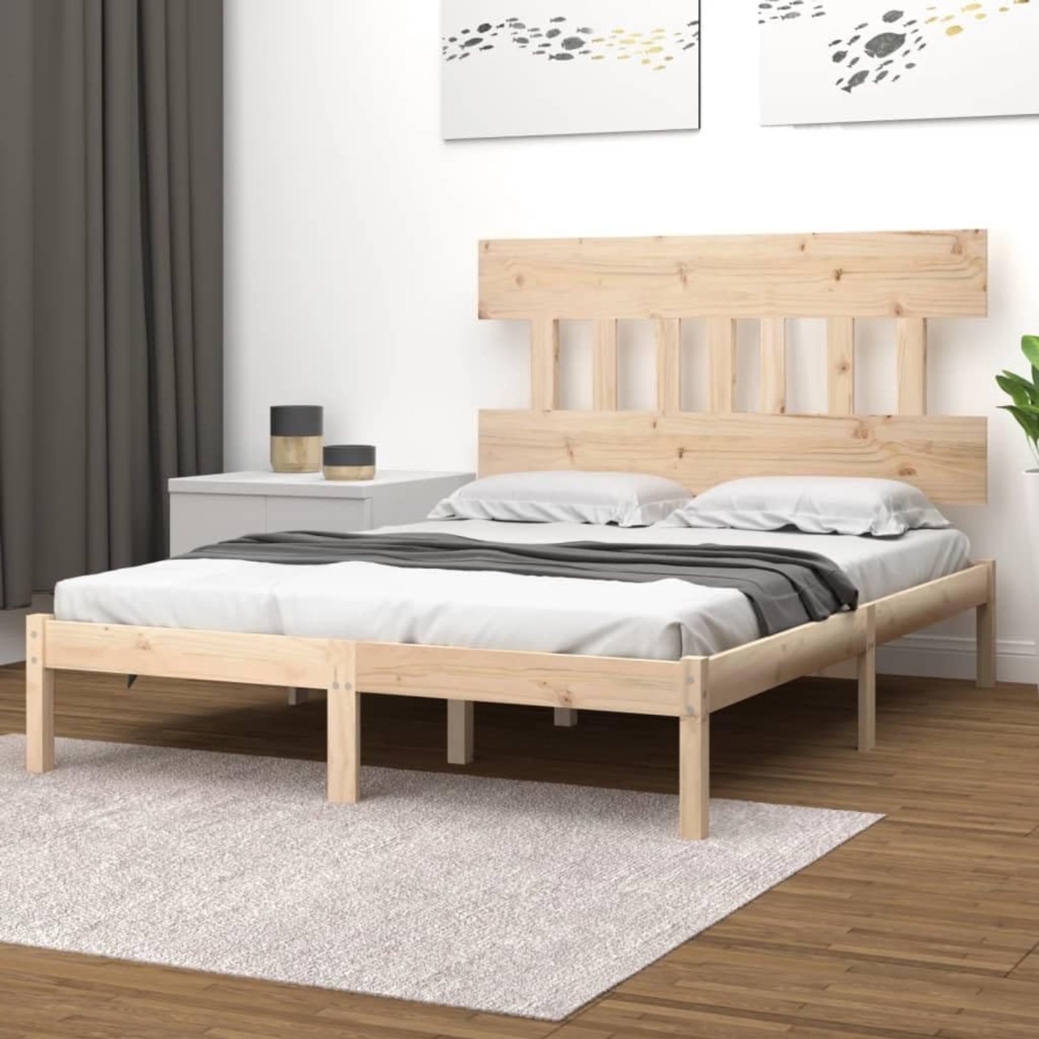Grenenhout Eenvoudig tijdloos ontwerp Bedframe 140 x 200 cm Naturel