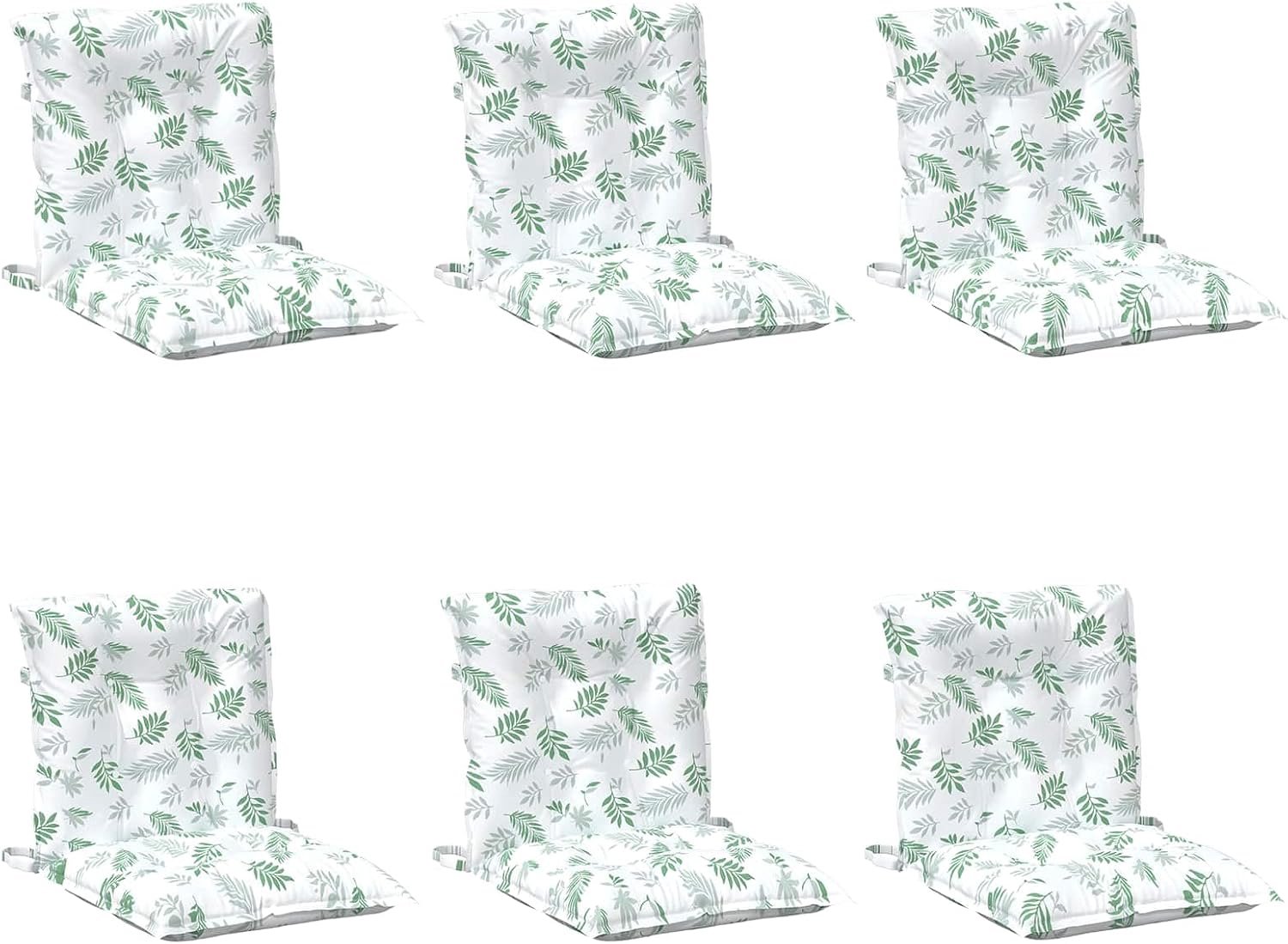 Set van 6 kussens voor buiten, wit, 100 x 50 x 7 cm, rechthoekig tuinkussen van duurzame stof met ademende vezelvulling, antislip zitkussen voor terrassen en balkons