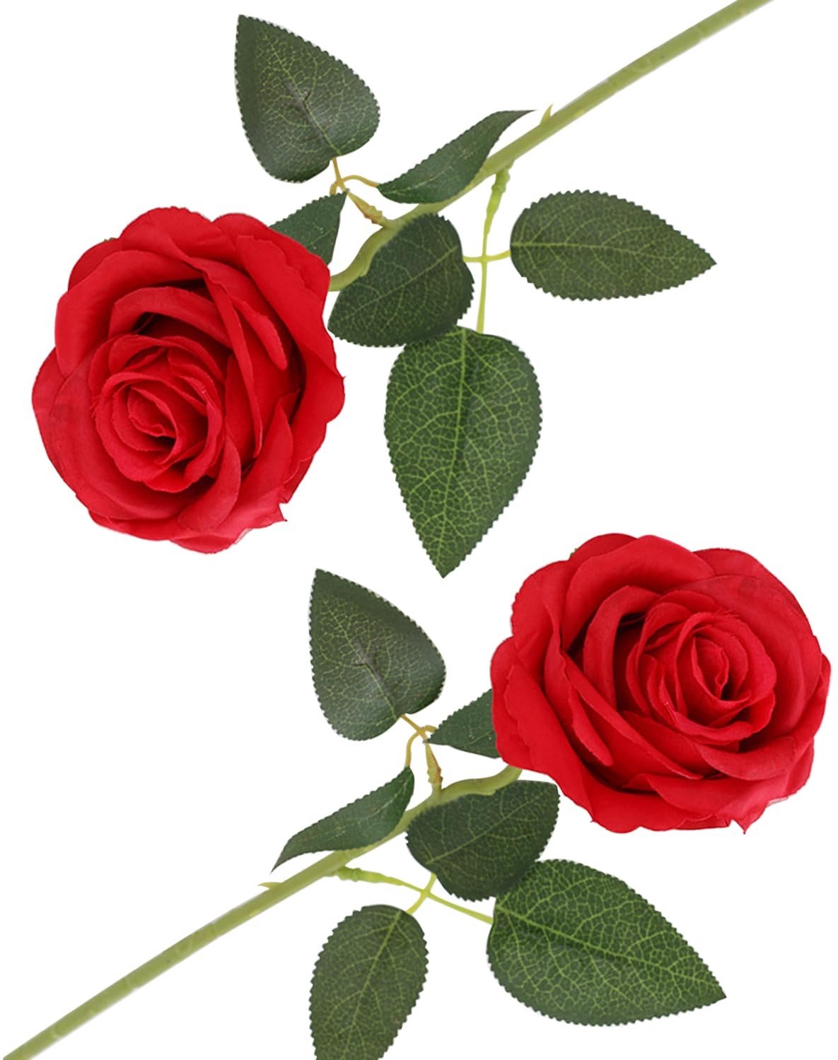 Set van 2 Kunstmatige Rode Rozen voor Decoratie