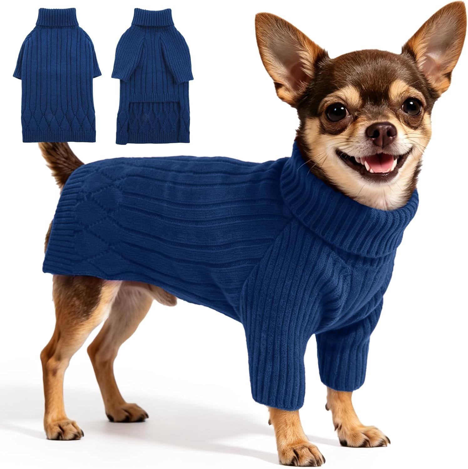 Hondentrui voor kleine honden, zachte winter-herfsttrui met rolkraag, warm vest voor honden, meisjes en jongens, comfortabele dagelijkse kleding