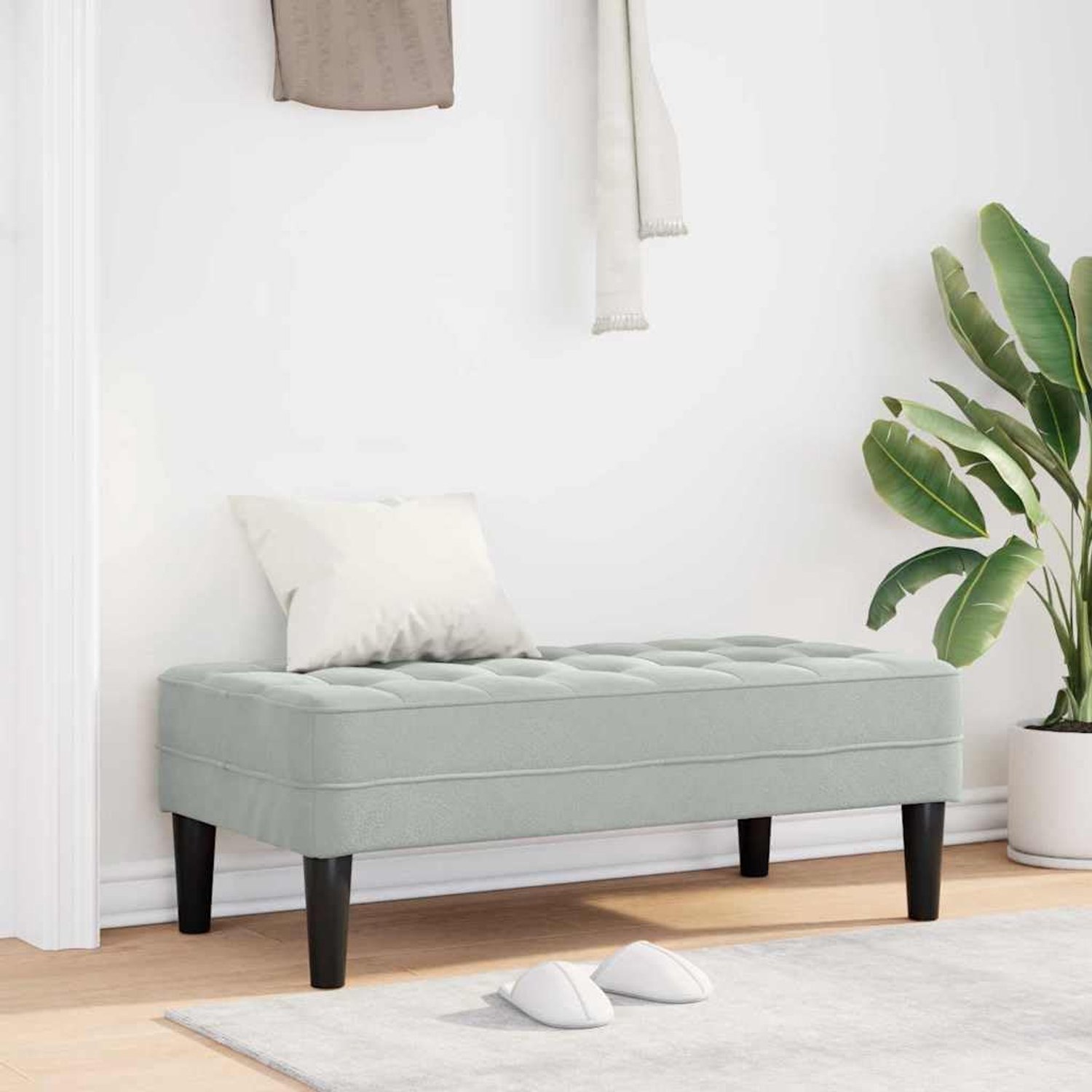 Bank met kussen, lichtgrijs, 113 x 57 x 39 cm, zitgelegenheid voor moderne ruimte