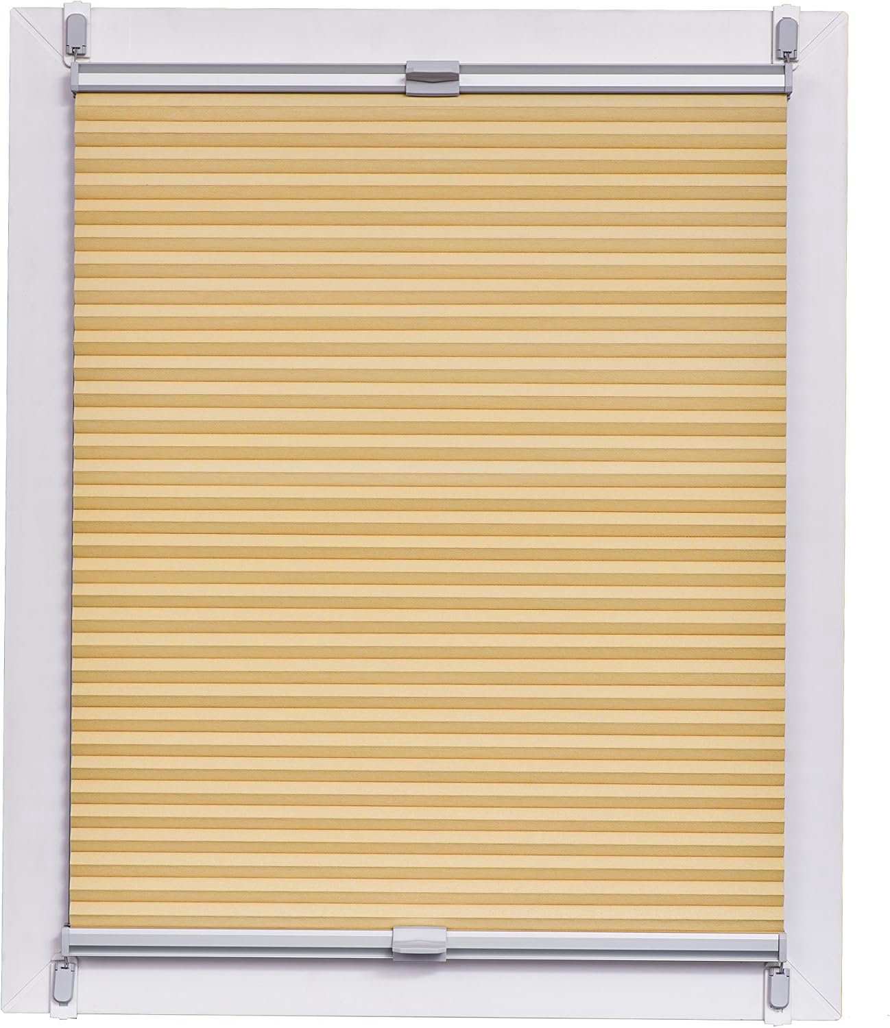 Geplooide Made in Germany, daglicht, Klemmfix zilvergrijze rail, 90 x 220, Stof, Abrikoos, 90 x 2.3 x 220 cm