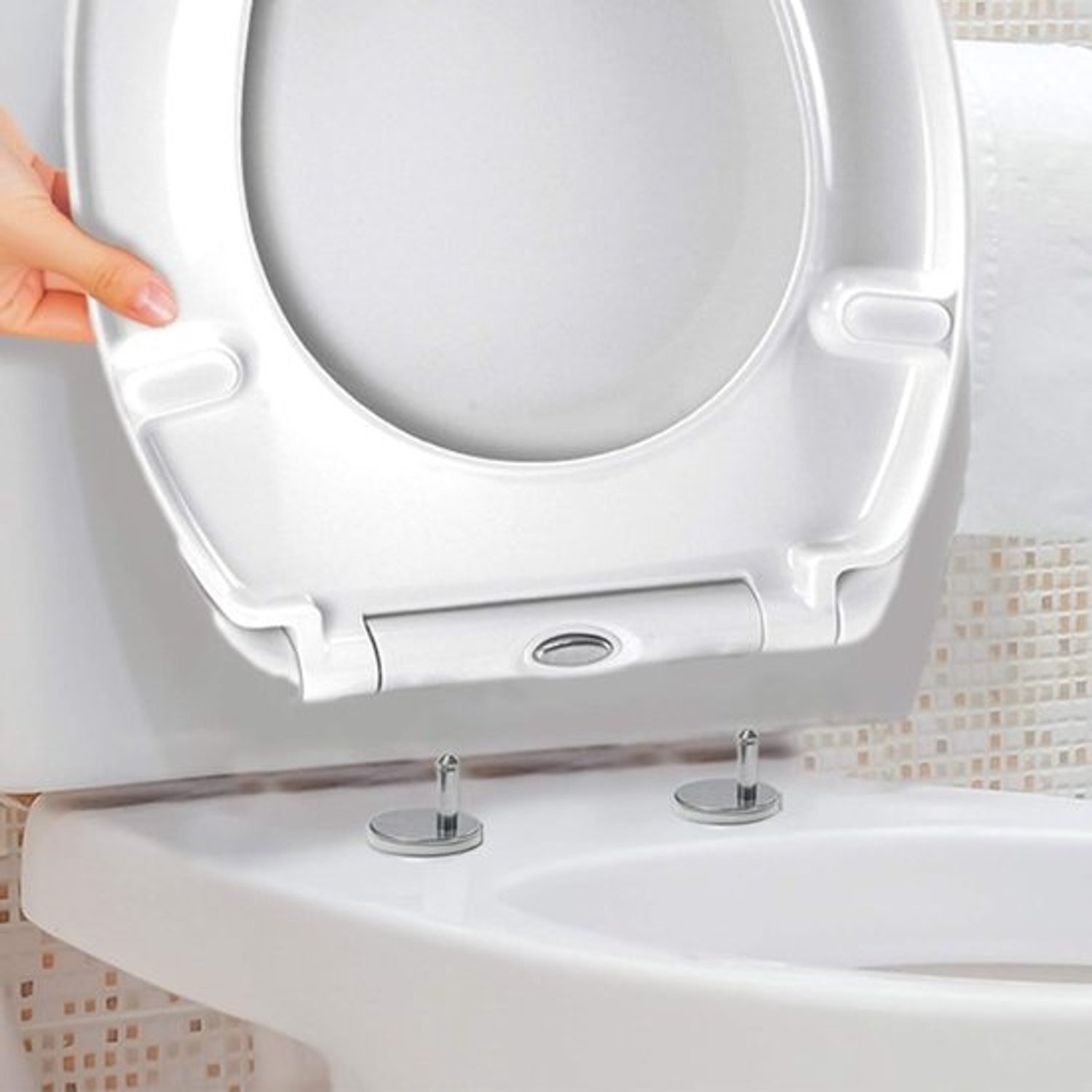 Toiletbril met softclose - Ovale toiletzitting - Eenvoudig te reinigen - Quick-releasefunctie - 44 x 36 cm - Wit