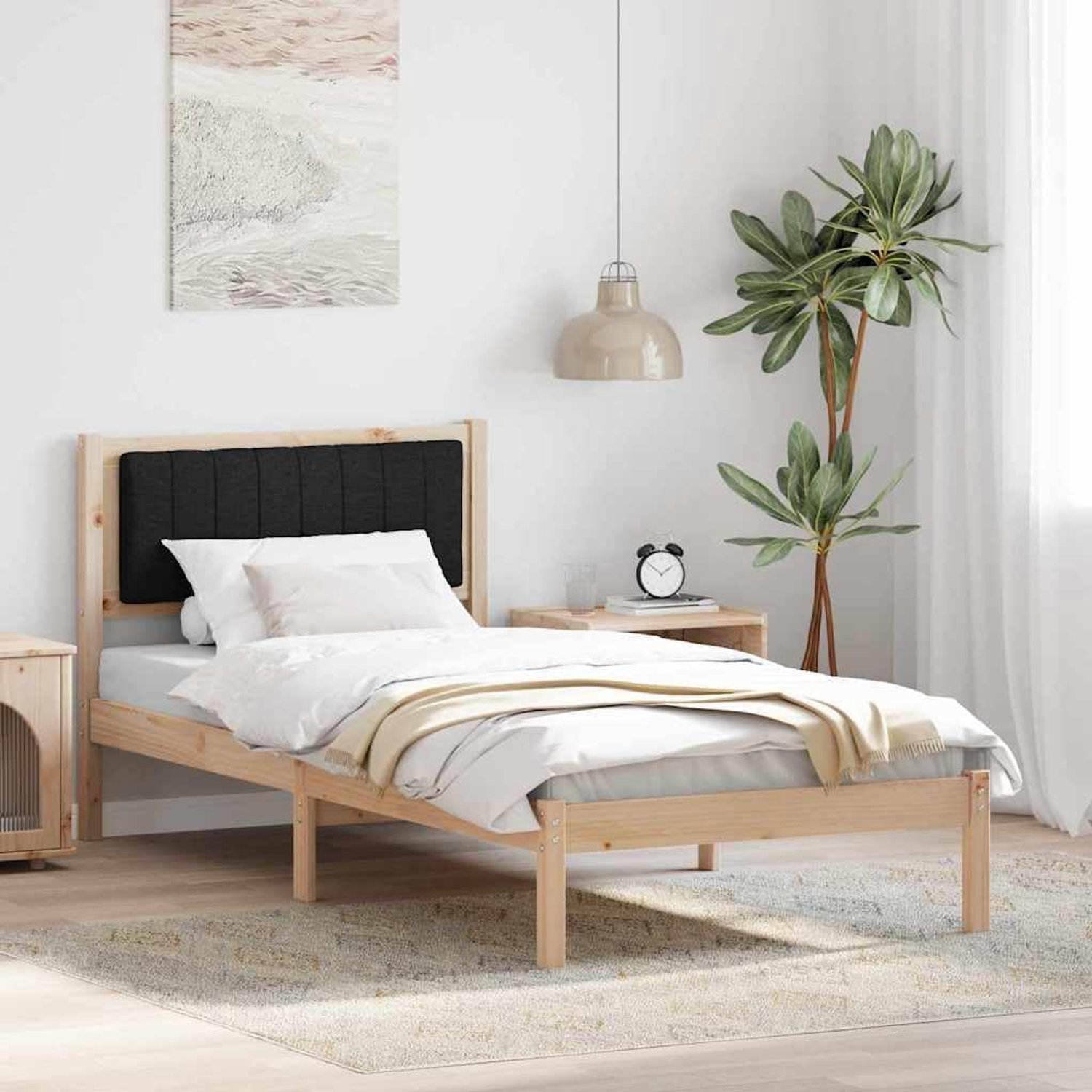 Grenenhout modern minimalistisch 90 x 200 cm bruin zwart