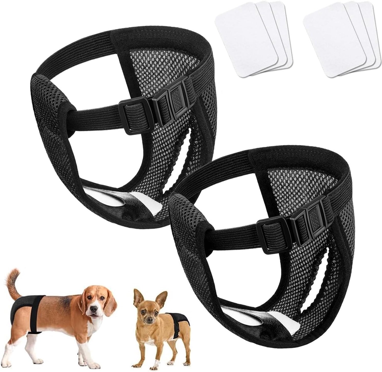 2 damesslips, warm, M, slipje voor honden, teven, menstruatiewarmte, incontinent, wasbaar, met 6 absorberende inzetstukken voor thuis