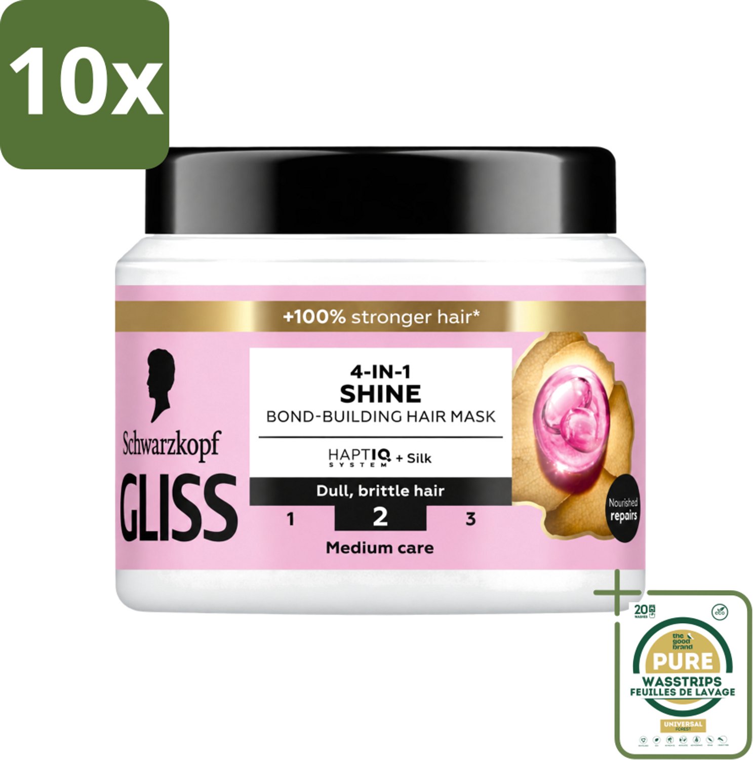 10 x Gliss - Haarmasker - 4in-1 Hair Mask - Voor Zijdezacht en Glanzend Haar - 400 ml - Wasstrips - Haarmasker - Haarverzorging - Glans - Zijde - Soepelheid