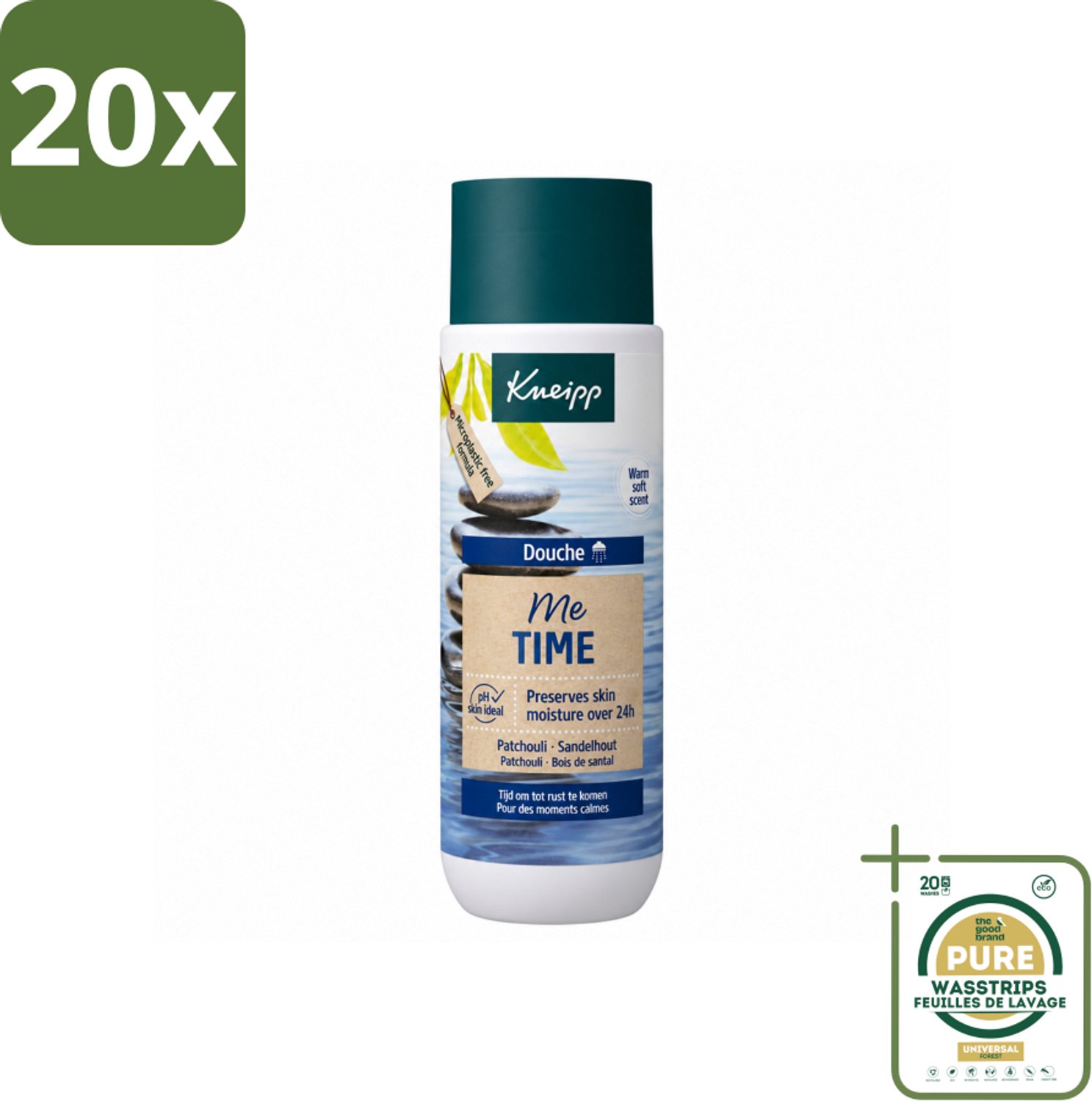 20 x Kneipp - Douchegel - Me-Time - 200 ml - Wasstrips - Douchegel - Ontspanning - Patchouli - Sandelhout - Huidverzorging