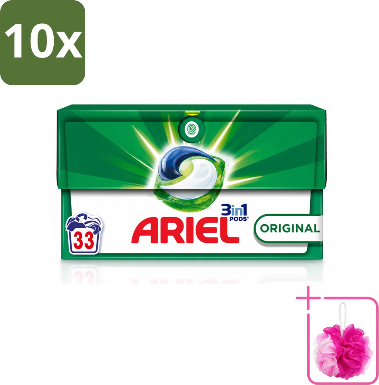 10 x Ariel - 3in1 Wasmiddel Pods - Original - 33 Pods - Bulkverpakking - Wasmiddel - Douchemop - Waspod