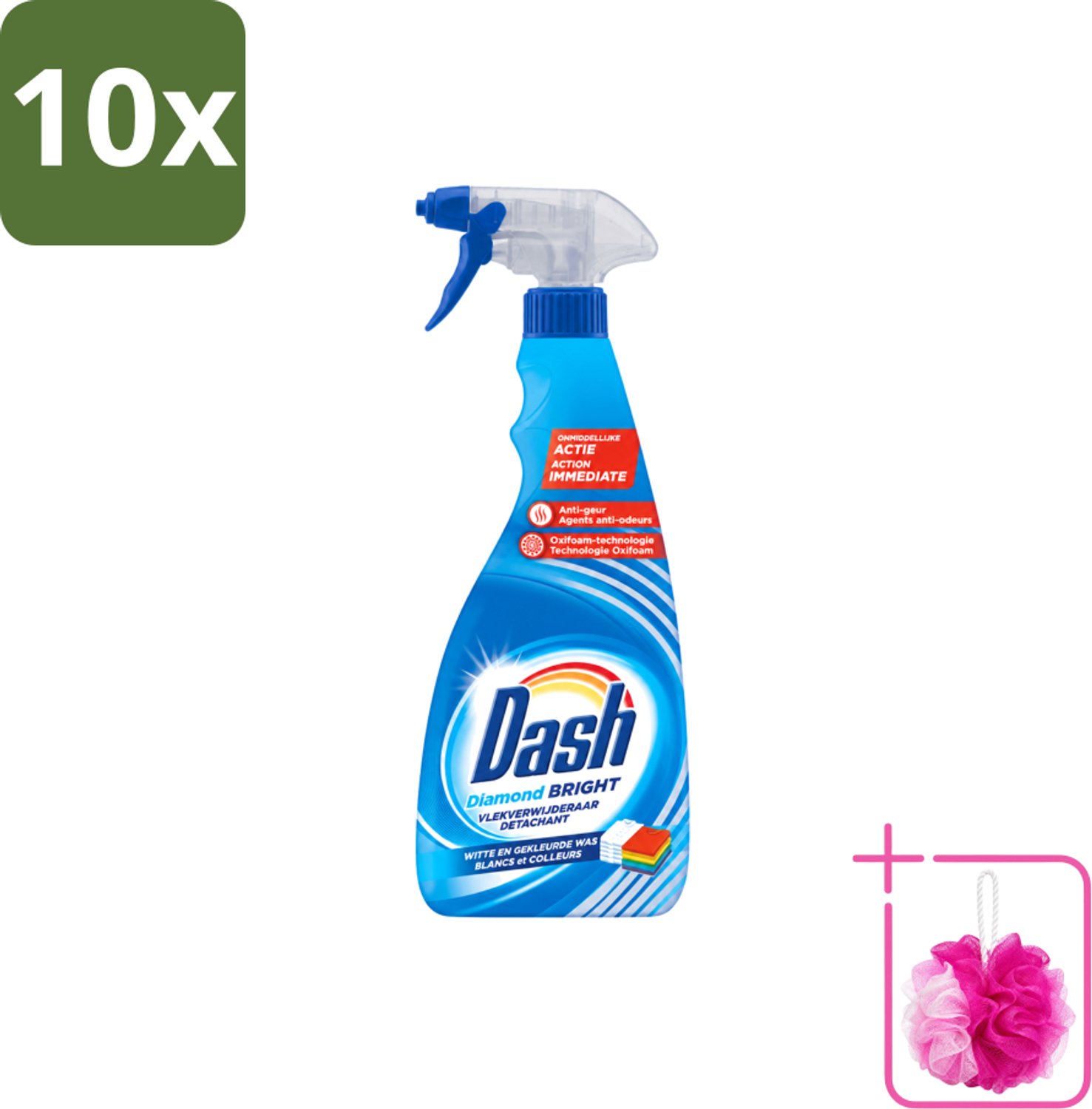 10 x Dash - Vlekverwijderaar - Vloeibaar - Krachtige Reiniging - 750 ml - Bulkverpakking - Vlekverwijderaar - Douchemop - Wasmiddel