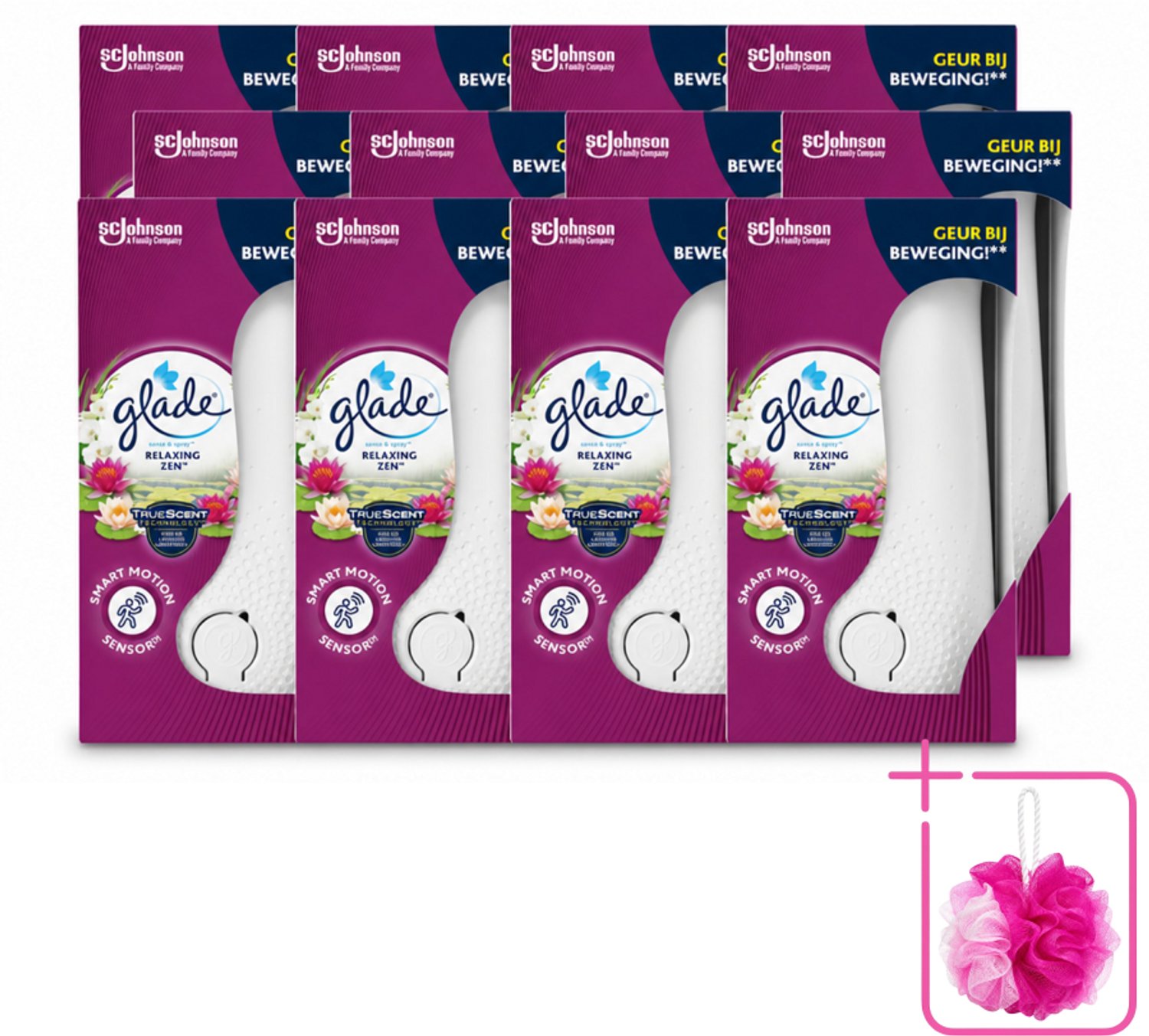 12 x Glade - Houder Sense & Spray - Relaxing Zen - 18 ml - Bulkverpakking - Geurverspreiding - Douchemop - Automatische geur