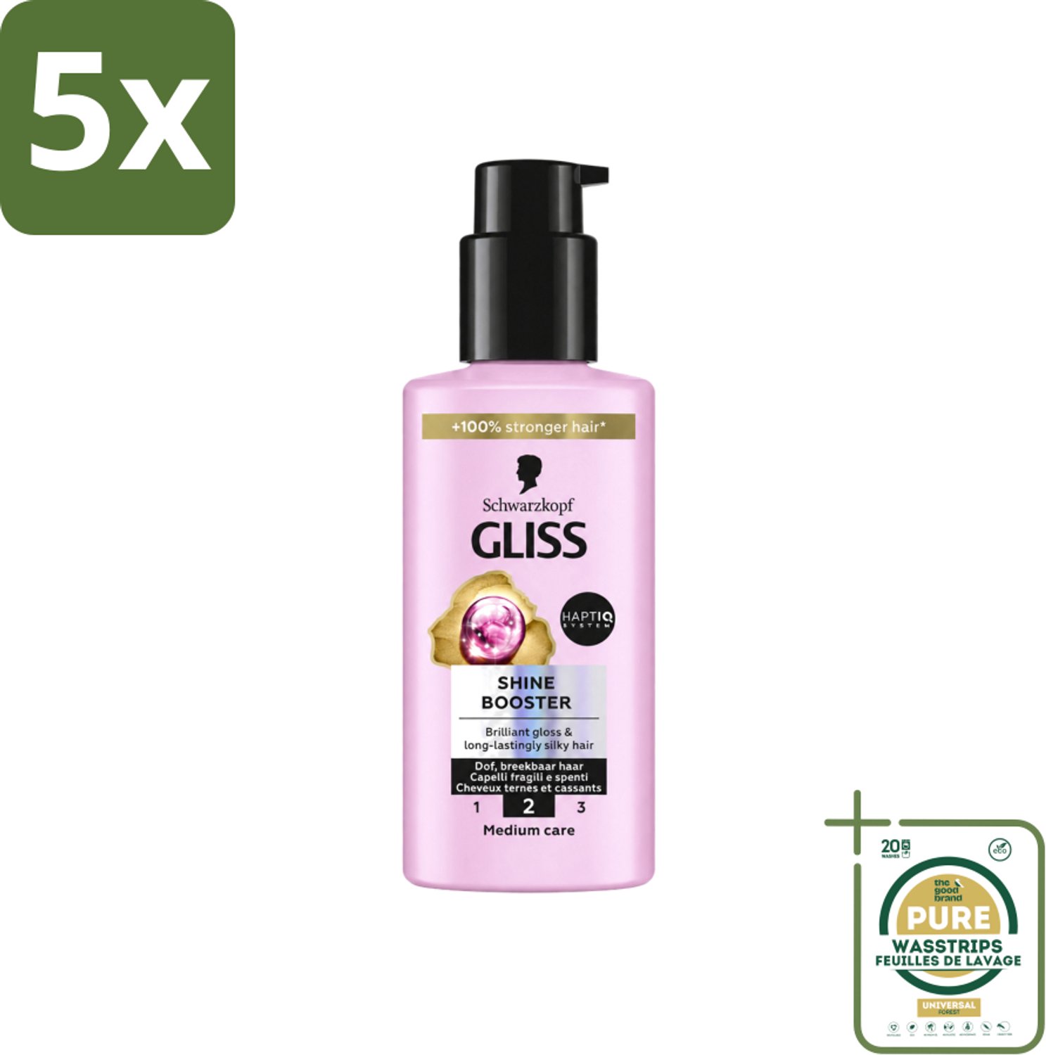 5 x Gliss - Haarserum - Liquid Silk Shine Booster - Fruitige Geur - 100 ml - Wasstrips - Haarverzorging - Haarschijn - Haarherstel - Haarverzorging Serum - Haarverzorging Voor Droog Haar