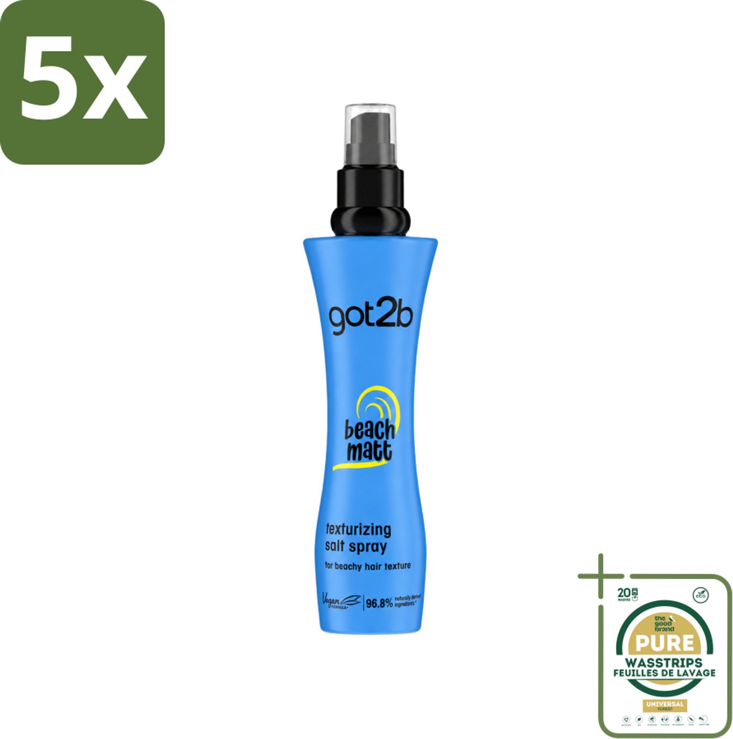 5 x Got2B - Salt Spray - Beach Babe - 200 ml - Wasstrips - Zeezout Spray - Strandlook - Textuur Haar - Volume Haar - Nonchalant Haar