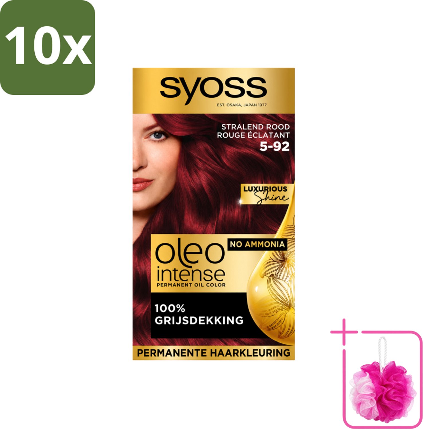10 x SYOSS - Oleo Intense 5-92 - Haarverf - Permanente Haarkleuring - Stralend Rood - Langdurige Kleur - Bulkverpakking - Haarkleur - Douchemop - Rood