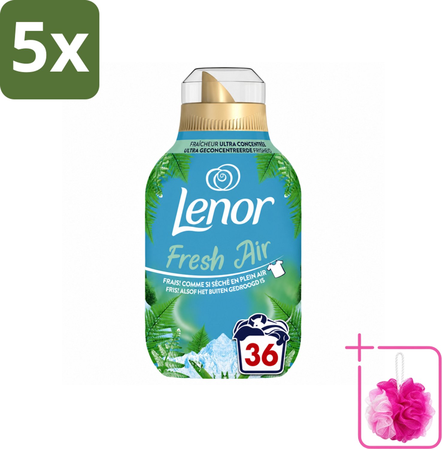5 x Lenor - Wasverzachter - Fresh Air Noorderlicht - Ultra Geconcentreerd - 36 Wasbeurten - Bulkverpakking - Wasverzachter - Douchemop - Frisheid