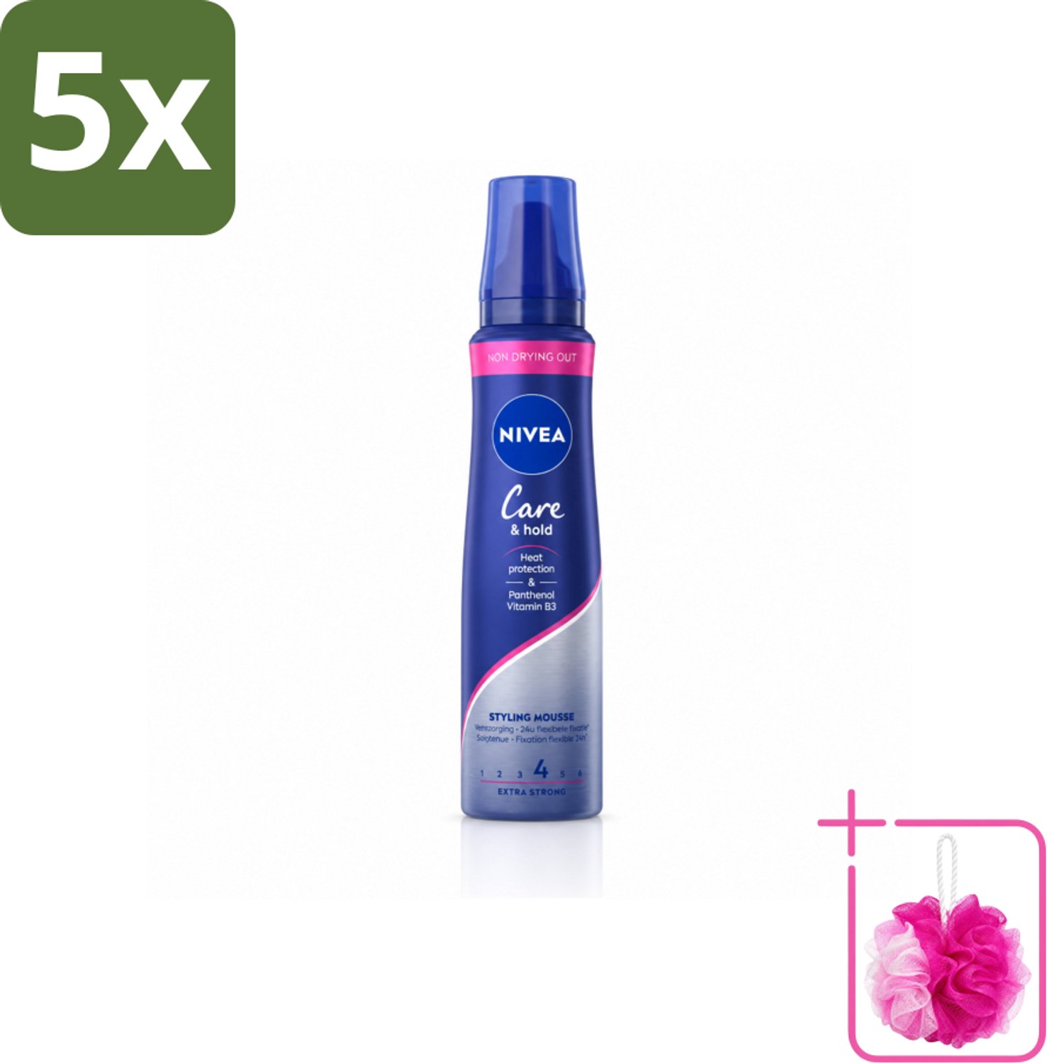5 x NIVEA - Stylingschuim - Verzorging & Stevigheid - Hittebescherming - 150 ml - Bulkverpakking - Haarverzorging - Douchemop - Stylingmousse