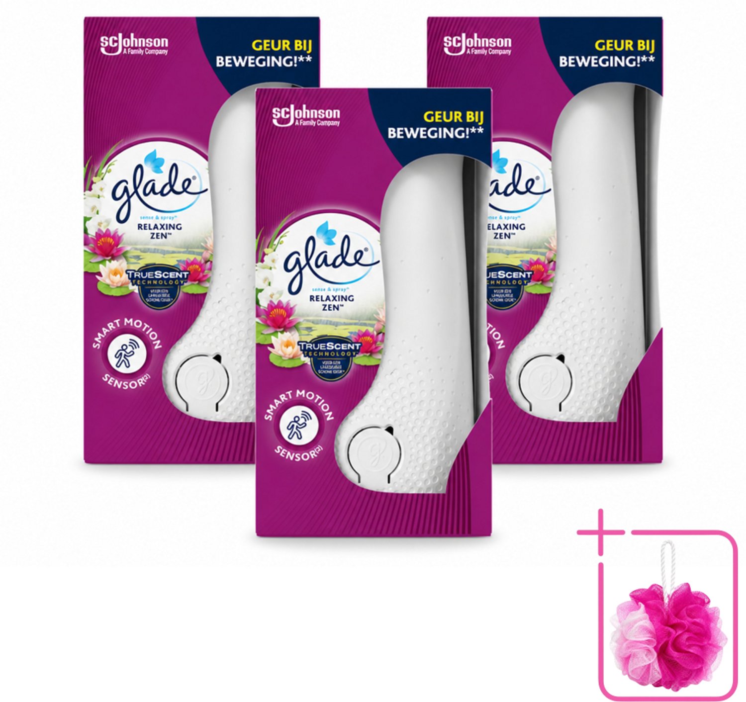 3 x Glade - Houder Sense & Spray - Relaxing Zen - 18 ml - Bulkverpakking - Geurverspreiding - Douchemop - Automatische geur