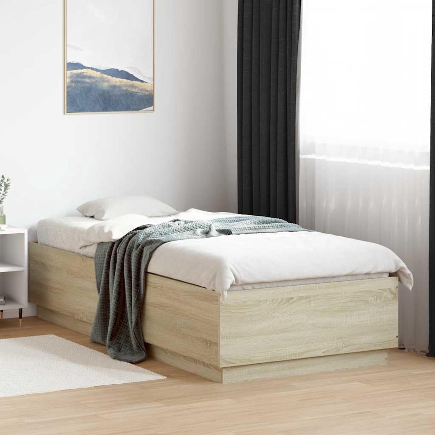 Hout stevige lattenbodem modern design 100x200 cm sonoma eiken