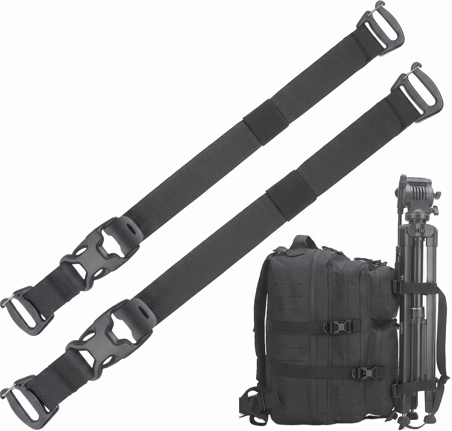 Borstriem voor rugzak, zwart, verstelbare rugzakriem, achteraf uitgerust met kliksluiting, universele rugzakriemen voor wandelen, joggen en outdoor, accessoires voor schooltas, 2 stuks