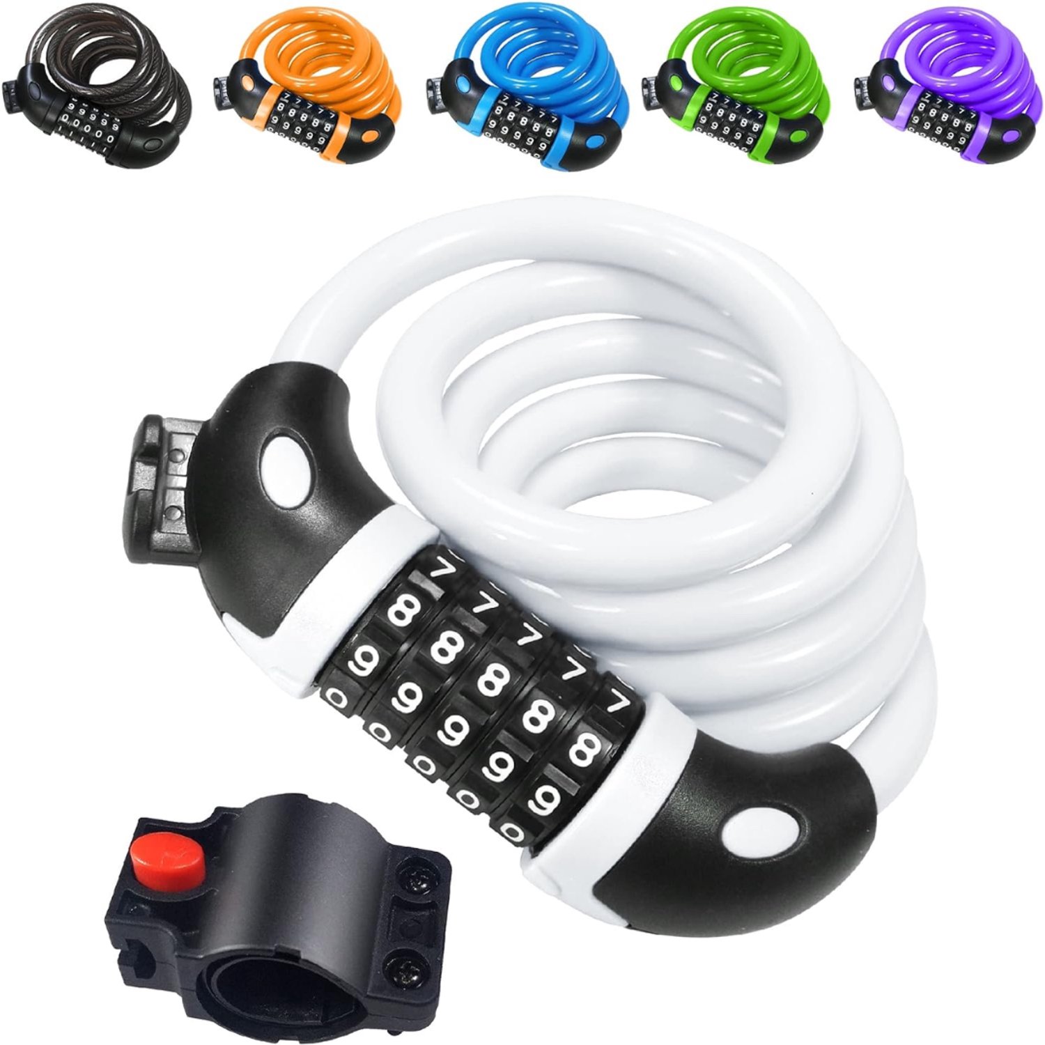 KLS® Fietsslot - Fietsslot Cijferslot - Fietssloten - Wit - 1cm x 1cm x 120cm