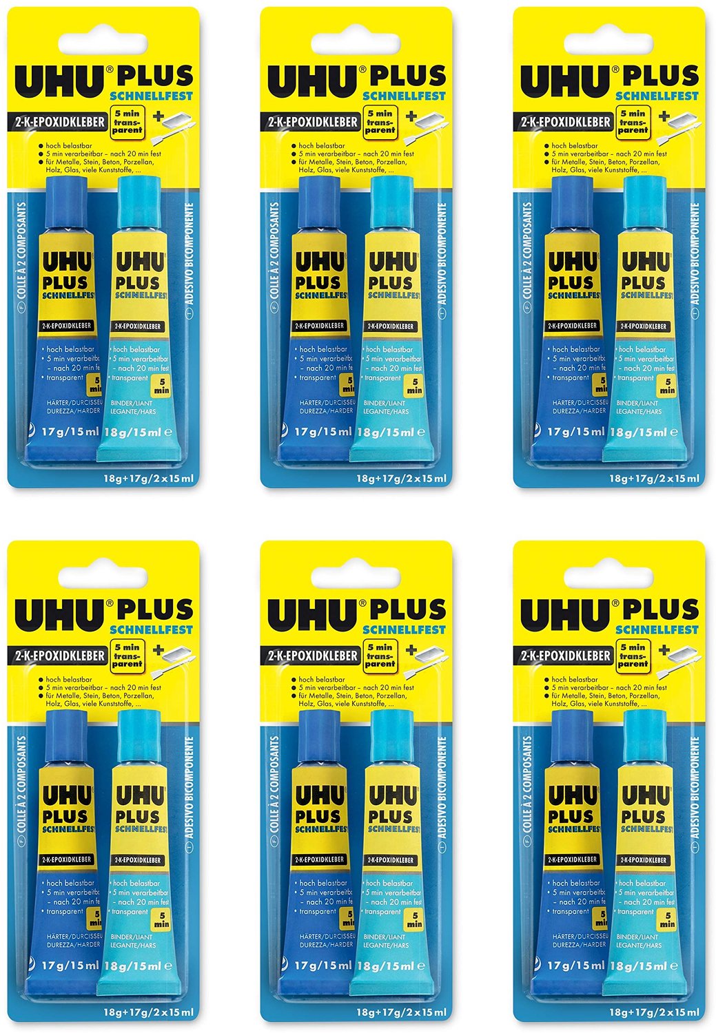Epoxy Hars Lijm - Snelle Hechting - Transparant - Verpakking van 6