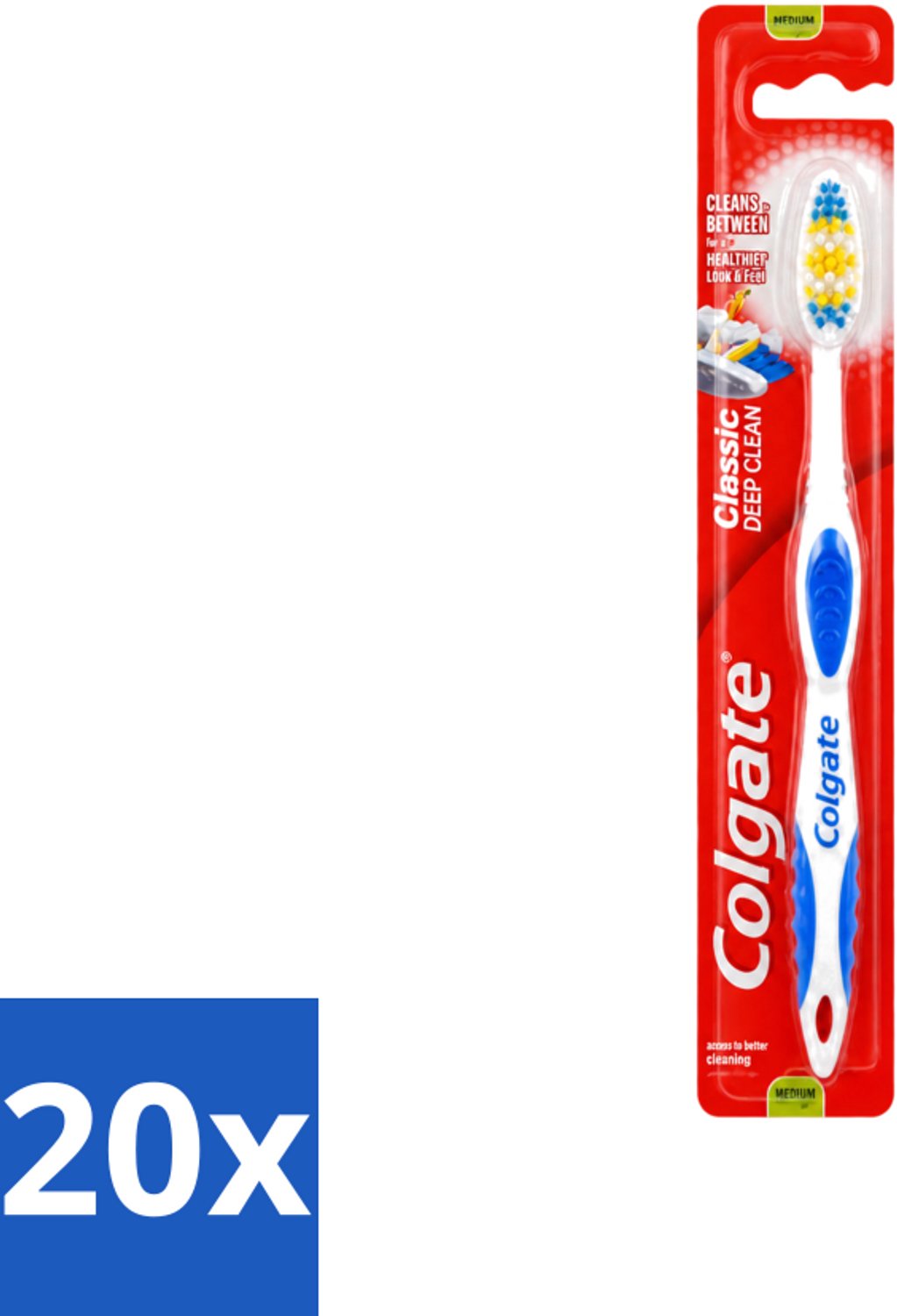 20 x Colgate - Tandenborstel - Classic Deep Clean Medium - 1 Tandenborstel - Voordeelverpakking - 20 stuks