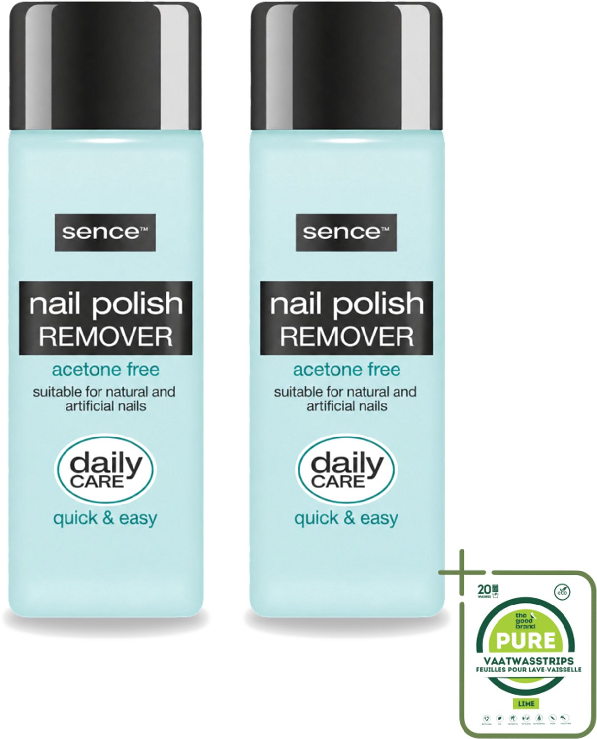 2 x Sence - Acetonvrij - Nagellakremover - Pompflacon - 175 ml - Grootverpakking - Nagellak Verwijderen - Acetonvrije Nagellakremover - Nagellak Verwijderen Pomp - Nagellak Verwijderen Zonder Aceton - Nagellak Verwijderen Voor Natuurlijke Nagels