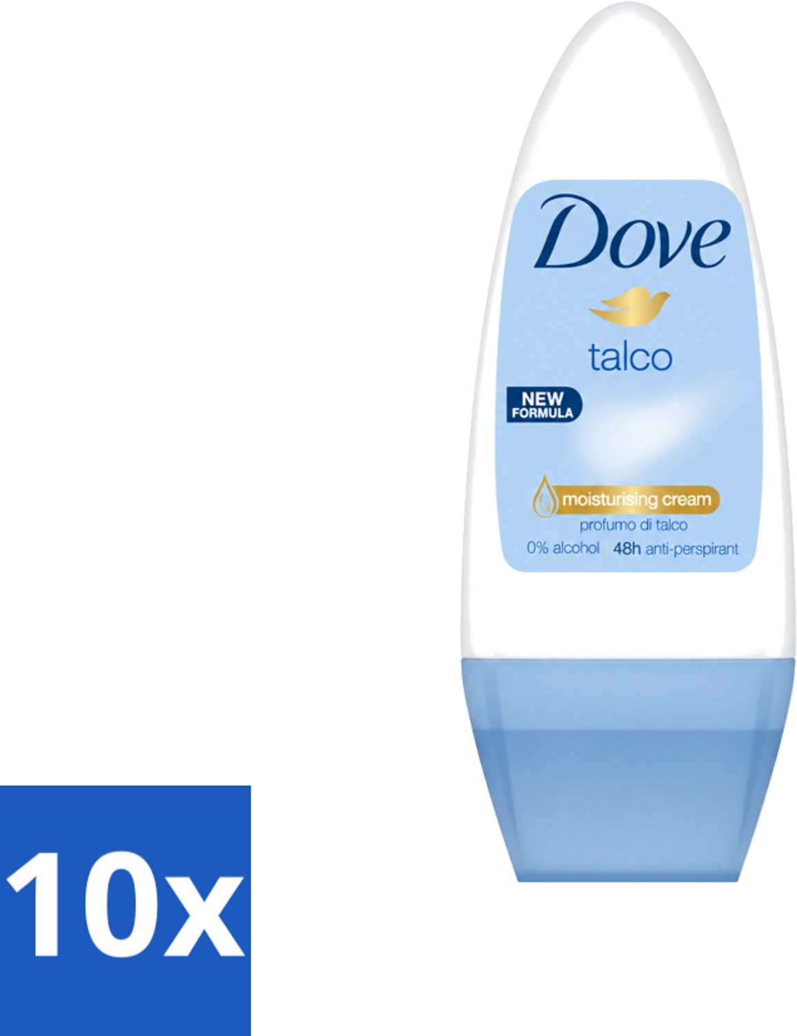 10 x Dove - Deodorant - Roll-on Talco - Subtiele en zachte geur - 50 ml - Voordeelverpakking - 10 stuks