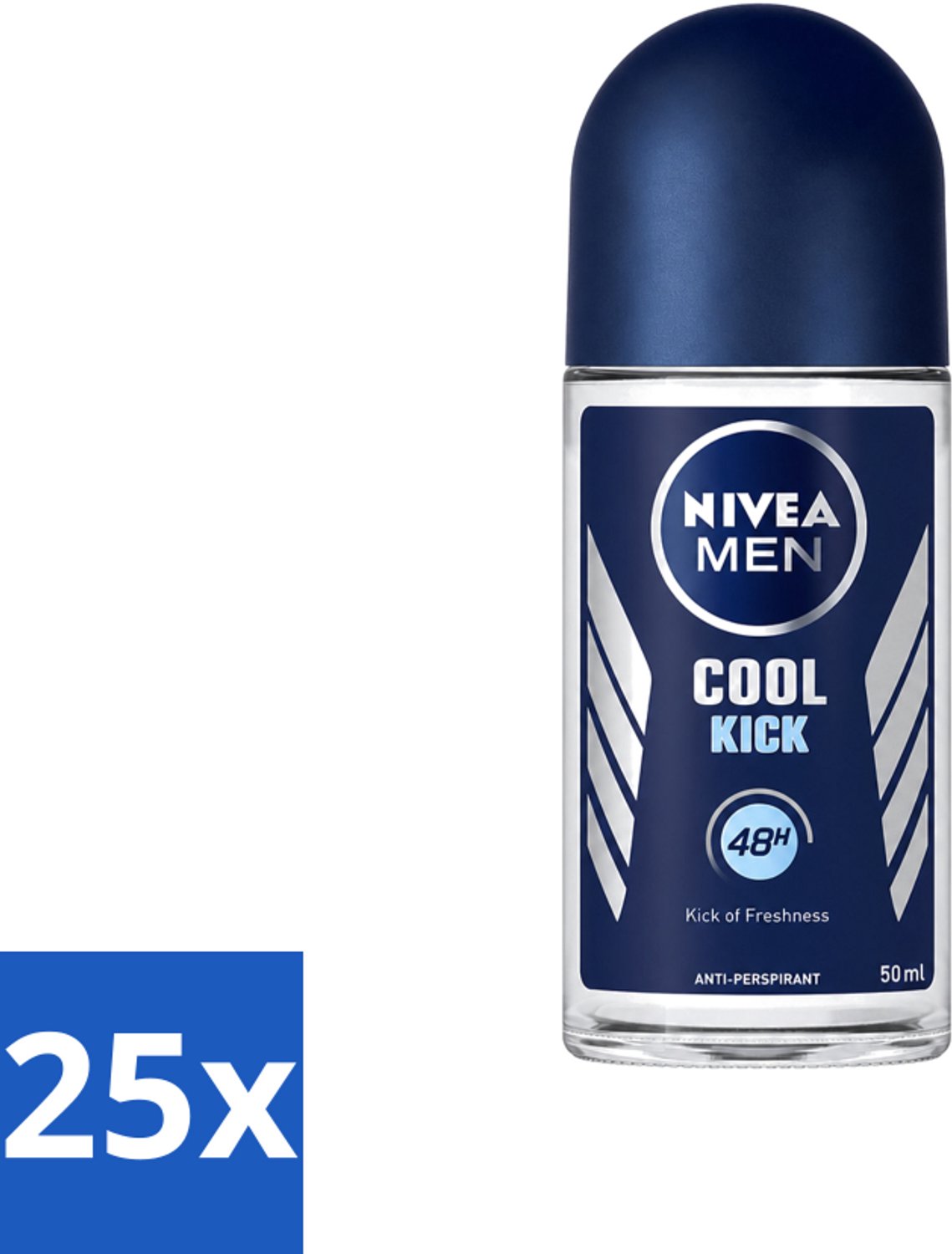 25 x Nivea - Deo Roll-On - Men - Cool Kick FM - Anti-Transpirant - 50 ml - Voordeelverpakking - 25 stuks