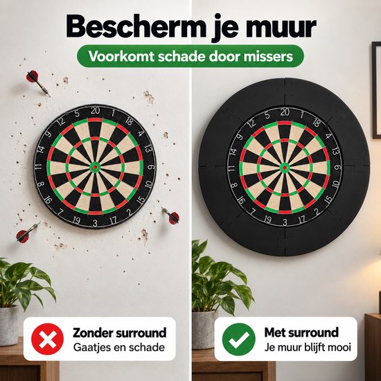 Sercano Dartbord Surround Ring – Modulaire EVA Beschermring – 45 cm Binnenmaat – Afneembare Puzzelring voor Dartbord – Muur Protector voor Darts – Zwart — afbeelding 4
