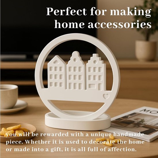 Mal voor huis, rond, gietvormen, siliconen huis, siliconen vormen, gietvormen, hittebestendig, herbruikbaar, ideaal voor woondecoratie en handwerk, cadeau voor doe-het-zelvers — afbeelding 3