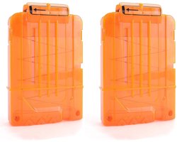 2 Stuks Clipmagazijnen voor Nerf N Strike – 6-Darts Clipmagazijn, Snel te Herladen Dartsclipmagazijn voor Nerf N-Strike Elite Series Speelgoedgeweren (Transparant oranje, 6‑clip)