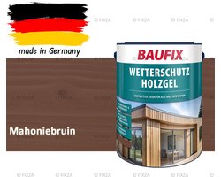 BAUFIX Buitenbeits – Mahoniebruin – Zijdeglans – 5 Liter – Voor Schutting, Tuinhuis & Blokhut – UV- & Weerbestendig