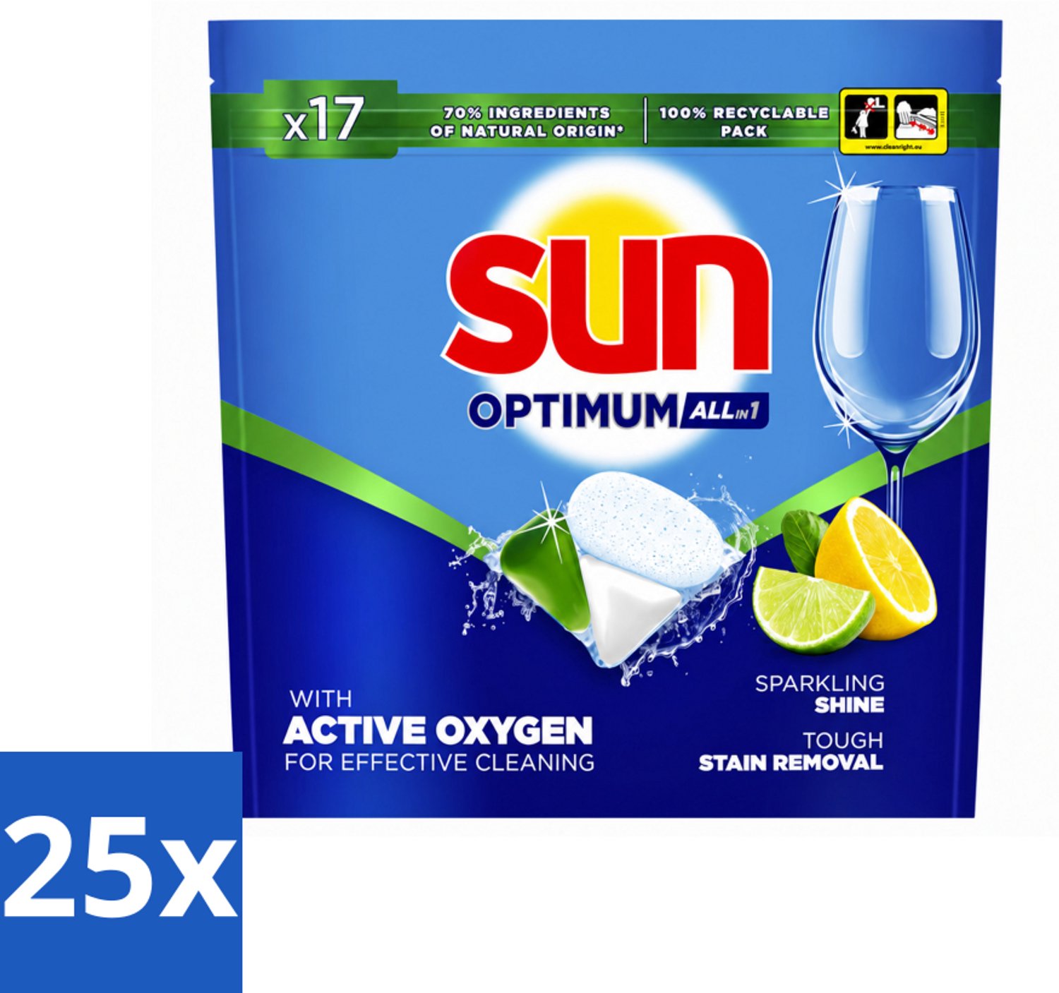25 x Sun - Vaatwascapsules - Citroen - 17 capsules - Voordeelverpakking - 25 stuks