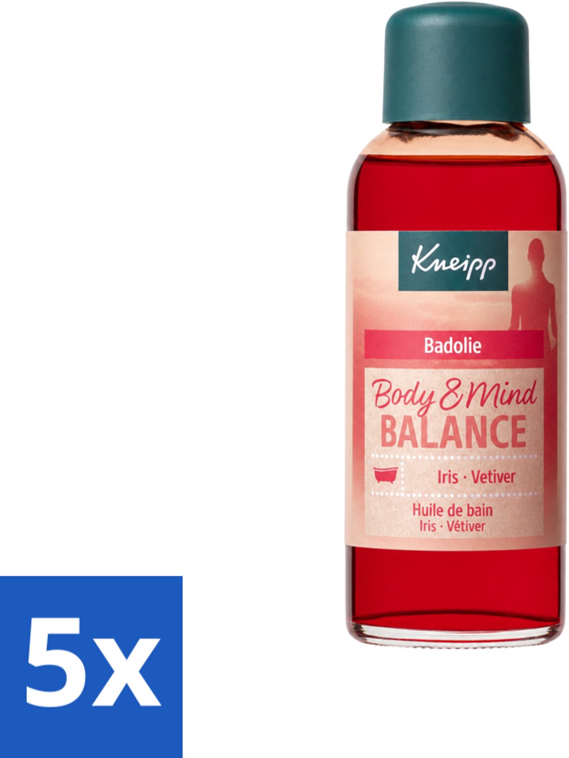 5 x Kneipp - Badolie - Body & Mind Balance - Iris & Vetiver - 100 ml - Voordeelverpakking - 5 stuks
