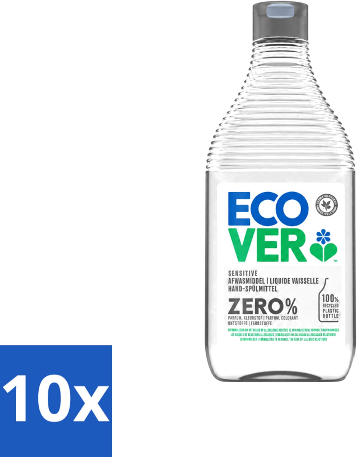 10 x Ecover - Afwasmiddel ZERO - Parfumvrij - 450 ml - Voordeelverpakking - 10 stuks